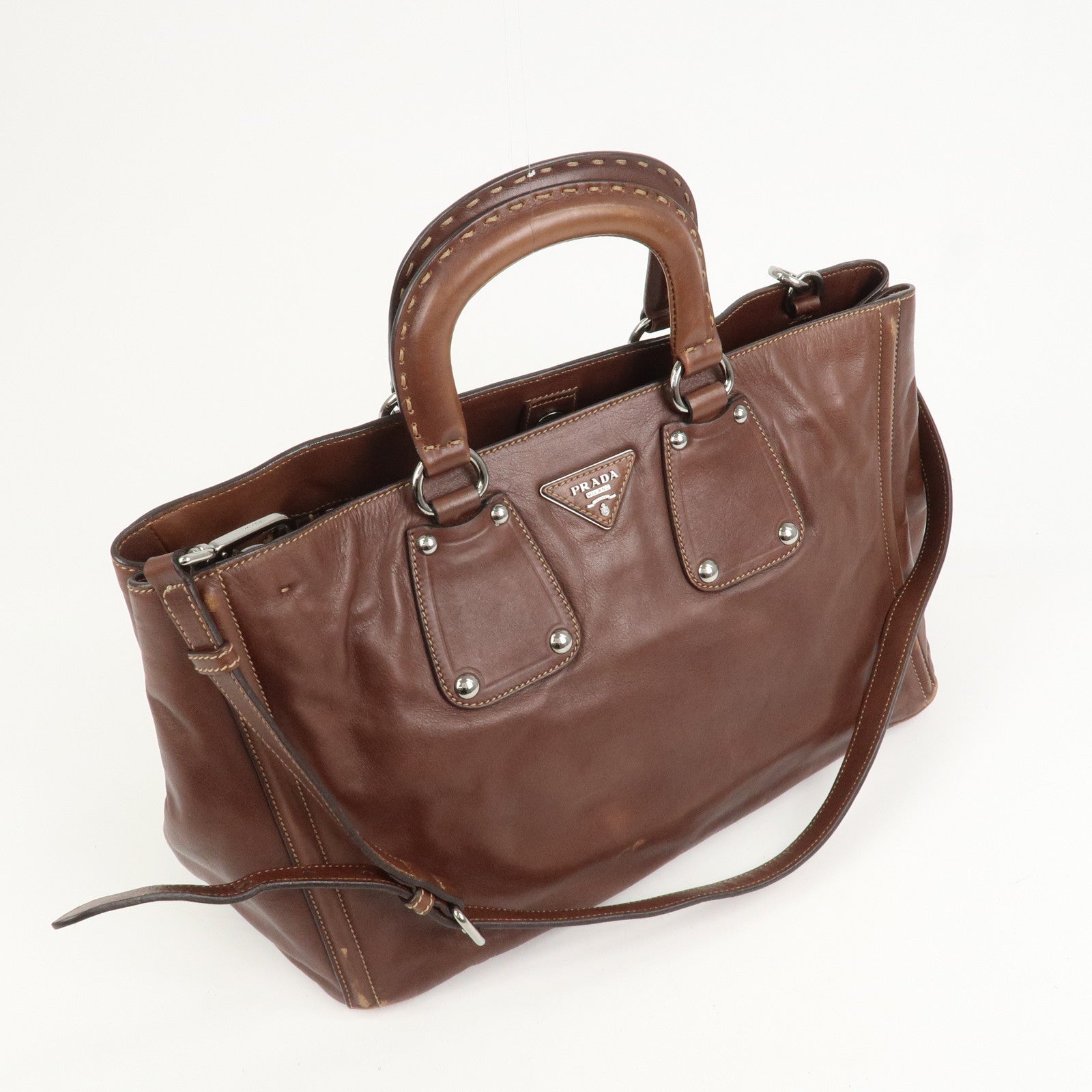 PRADA Triangle Logo 2Way Bag Tote Bag Shoulder Bag BN1889