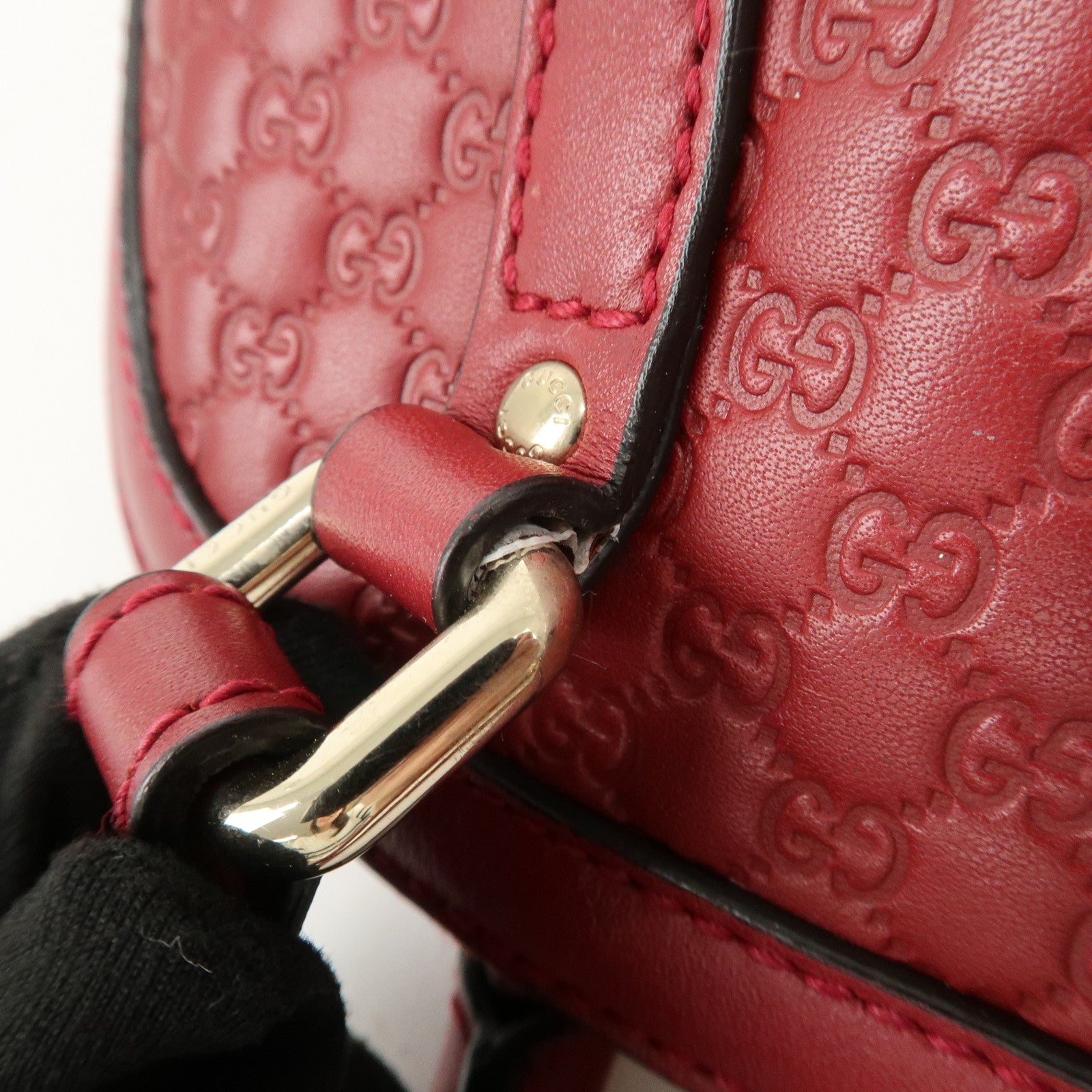 GUCCI Micro Guccissima Leather 2Way Hand Shoulder Bag Red 449654 Used