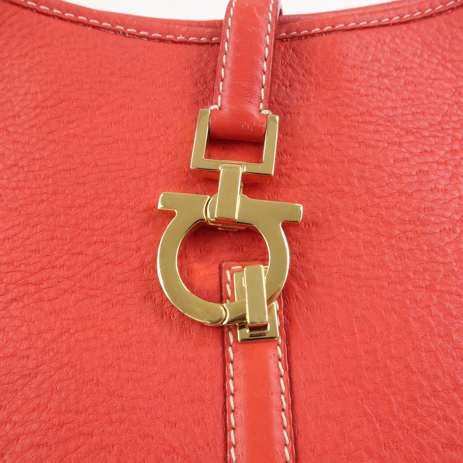 Ferragamo Gancini Leather Shoulder Bag Red