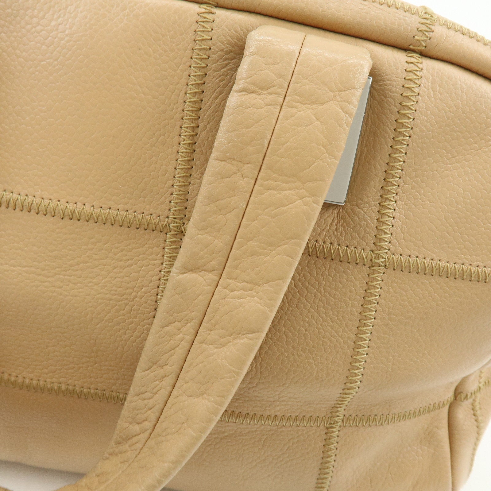 CHANEL Chocolate Bar COCO Mark Caviarskin Hand Bag Beige