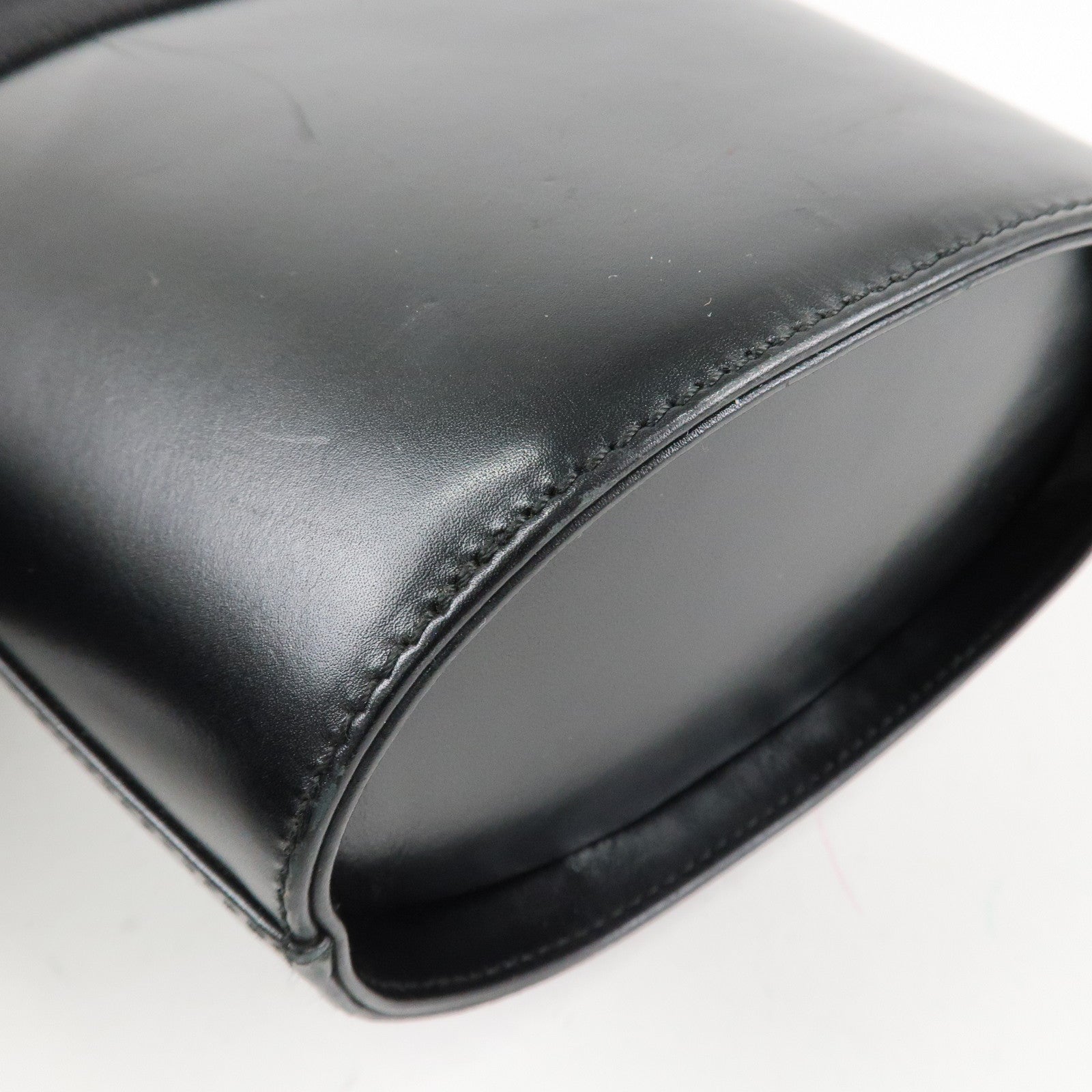 Ferragamo Vara Ribbon Leather Hand Bag Gold HDW Black Used