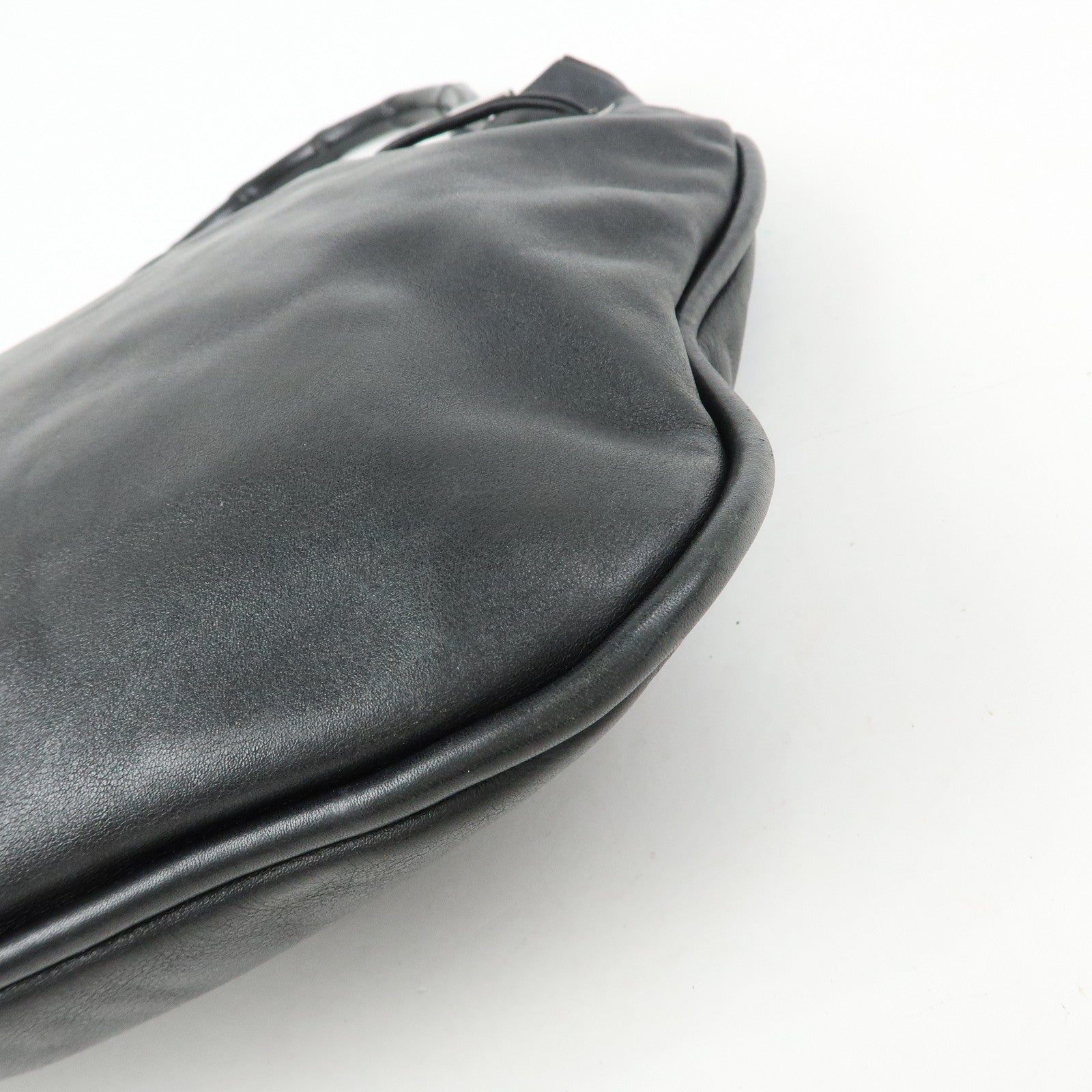 GUCCI Bamboo Leather Shoulder Bag Hand Bag Black 0014033