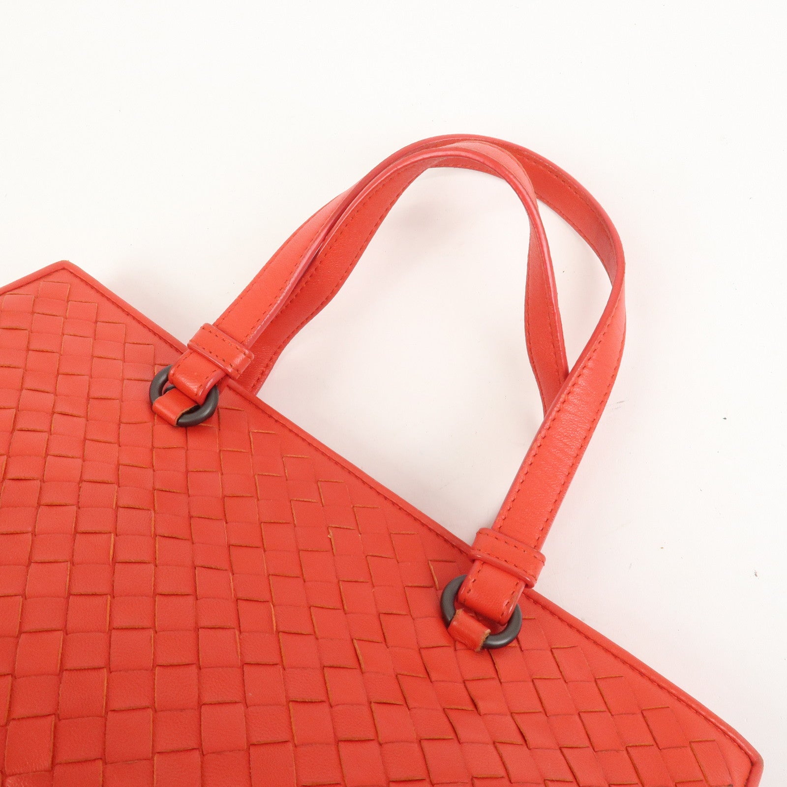 BOTTEGA VENETA Intrecciato Nappa Leather Hand Bag Red
