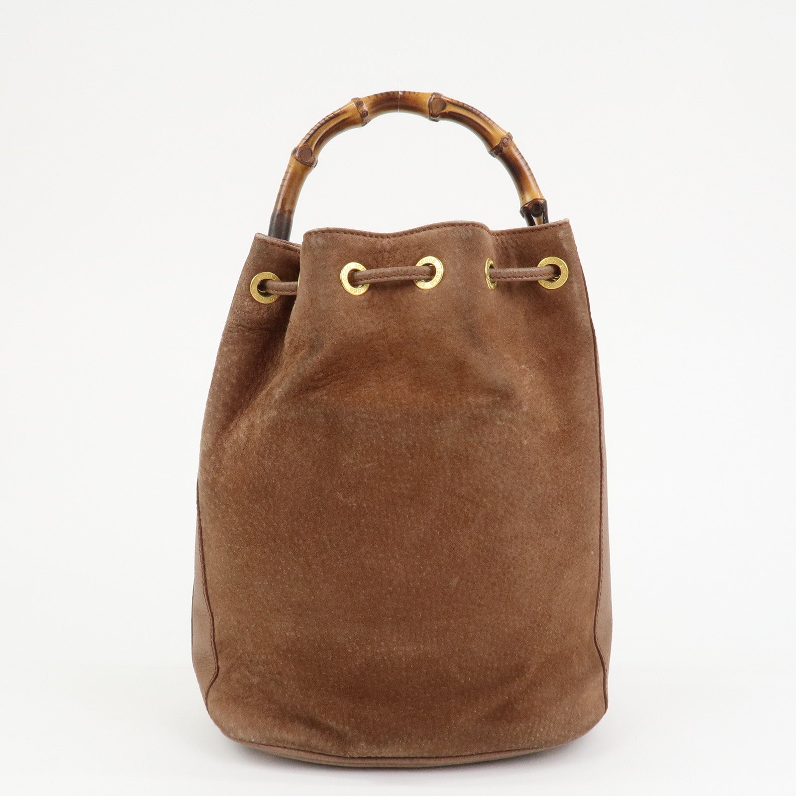 GUCCI Bamboo Suede Leather 2WAY Bag Hand Bag Brown 001・3754・1657