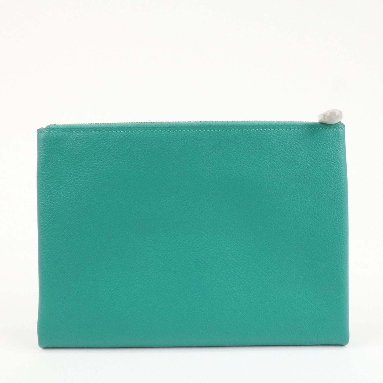 HERMES Atout GM Leather Pouch Emerald Green Used