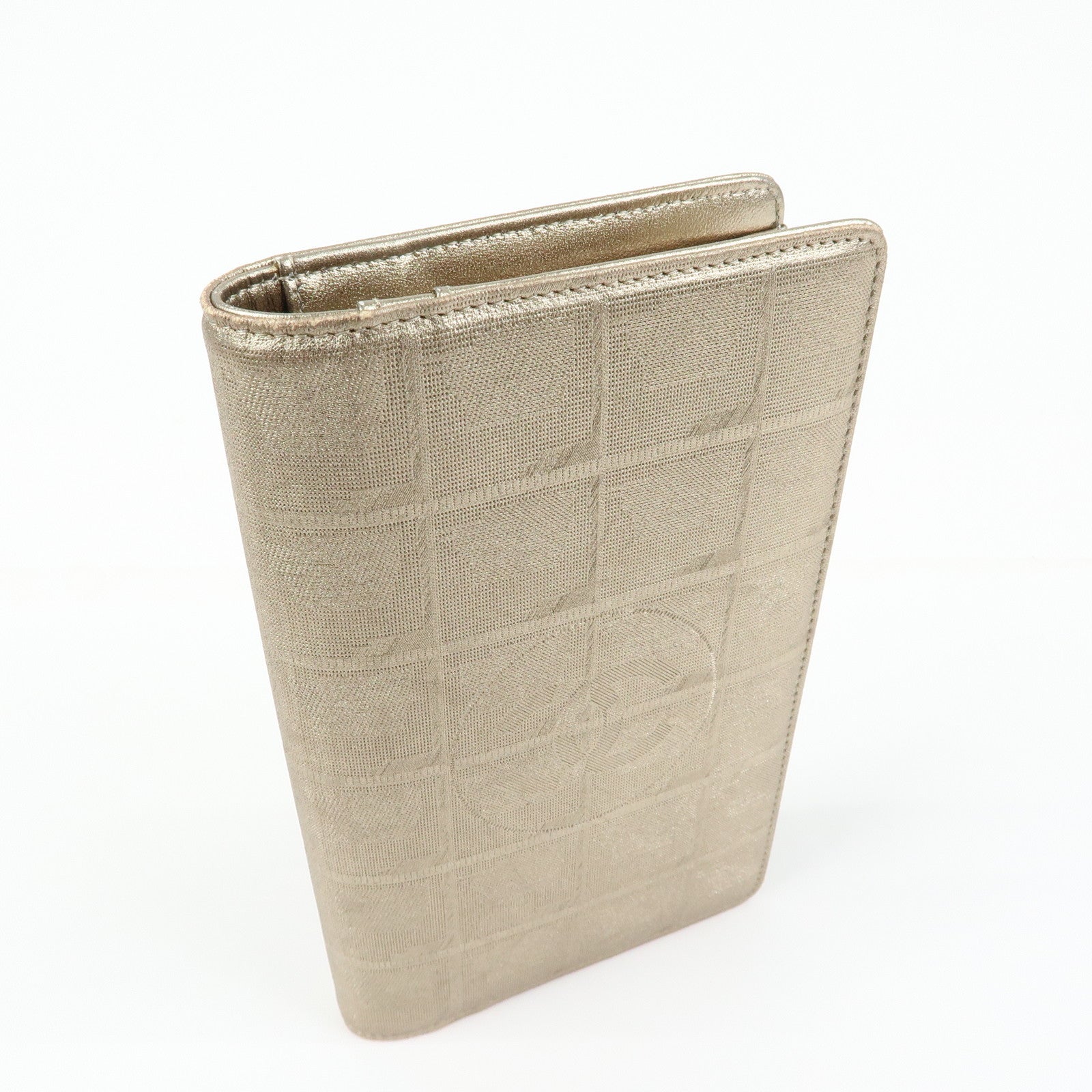 CHANEL New Travel Line Nylon Jacquard Long Wallet Gold