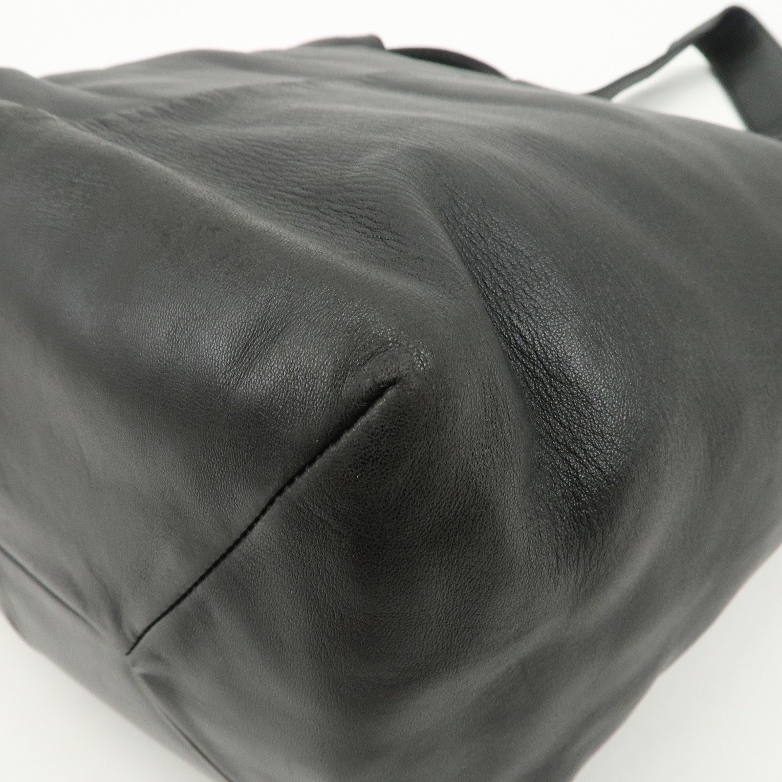 LOEWE Logo Leather Shoulder Bag Hand Bag Black