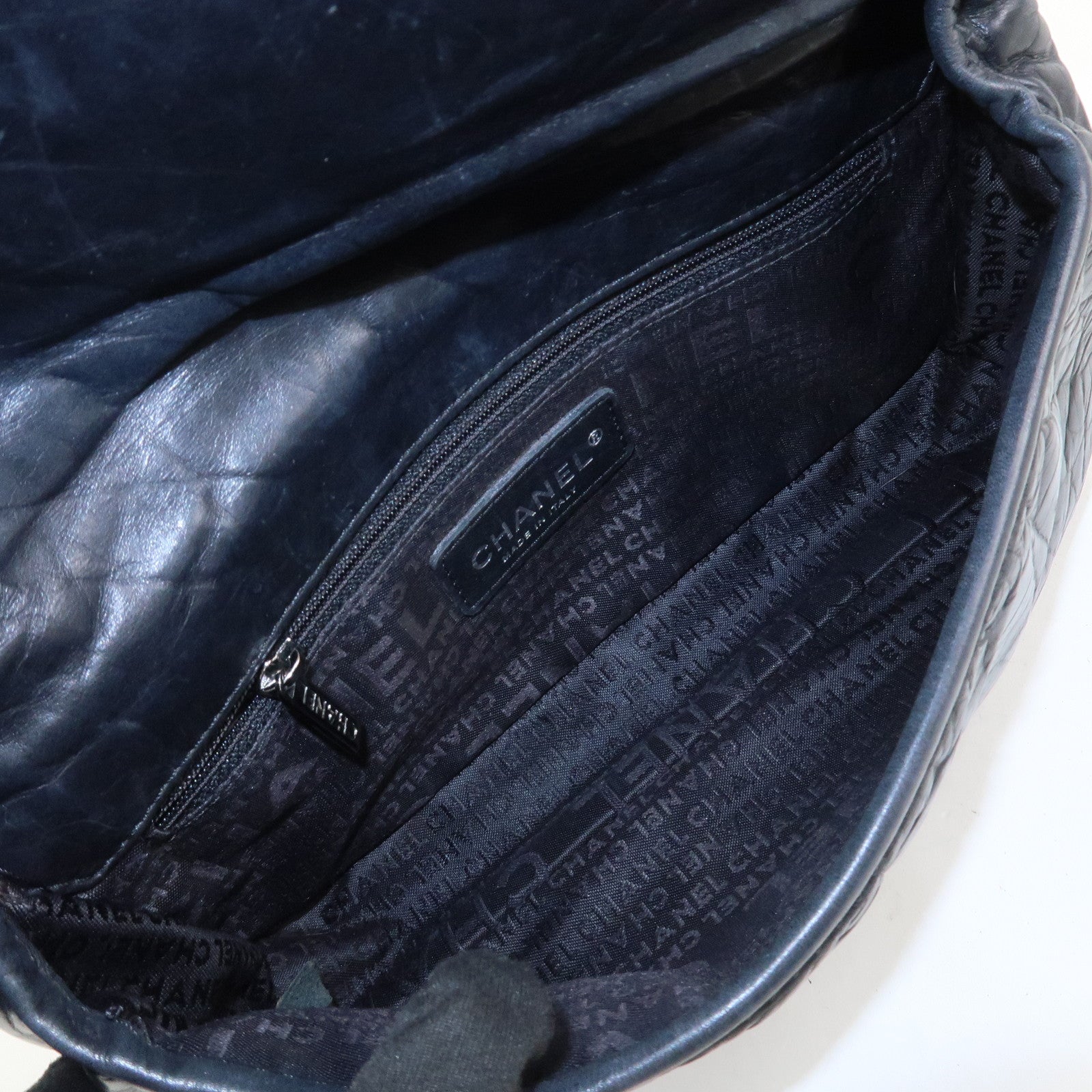 CHANEL Wild Stitch Calf Leather Shoulder Bag Crossbody Bag Black