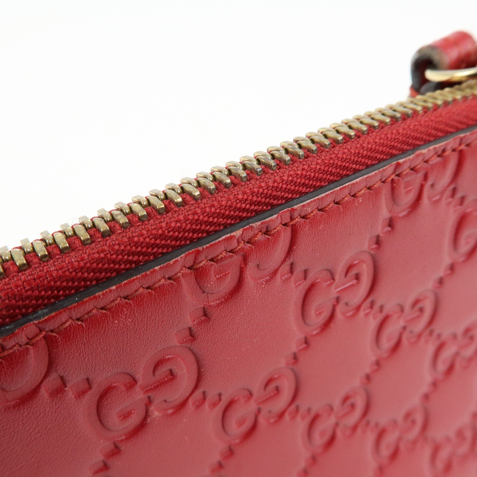 GUCCI Guccissima Leather Chain Shoulder Bag Wallet Red 428449