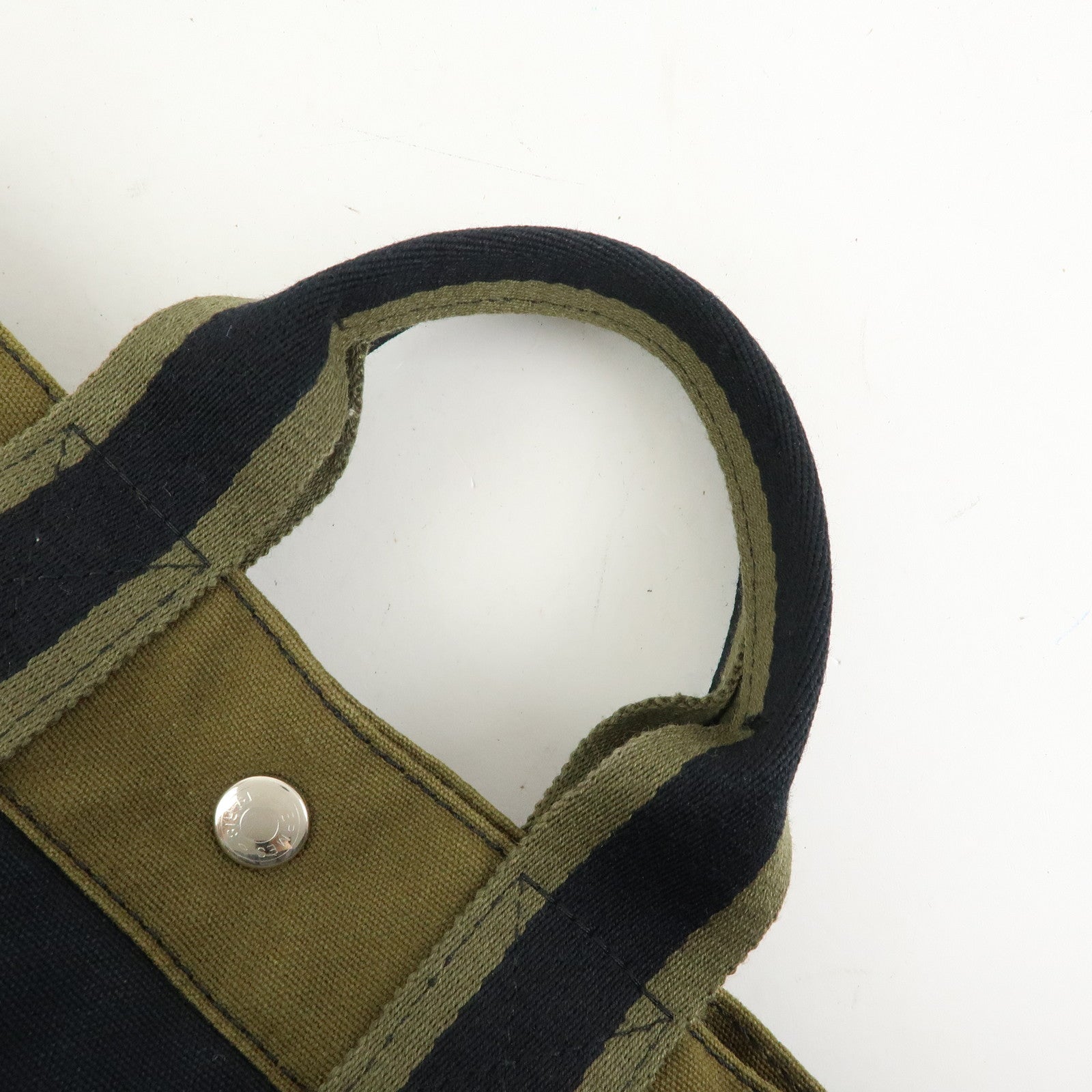 HERMES Fourre Tout PM Canvas Tote Bag Hand Bag Navy Khaki