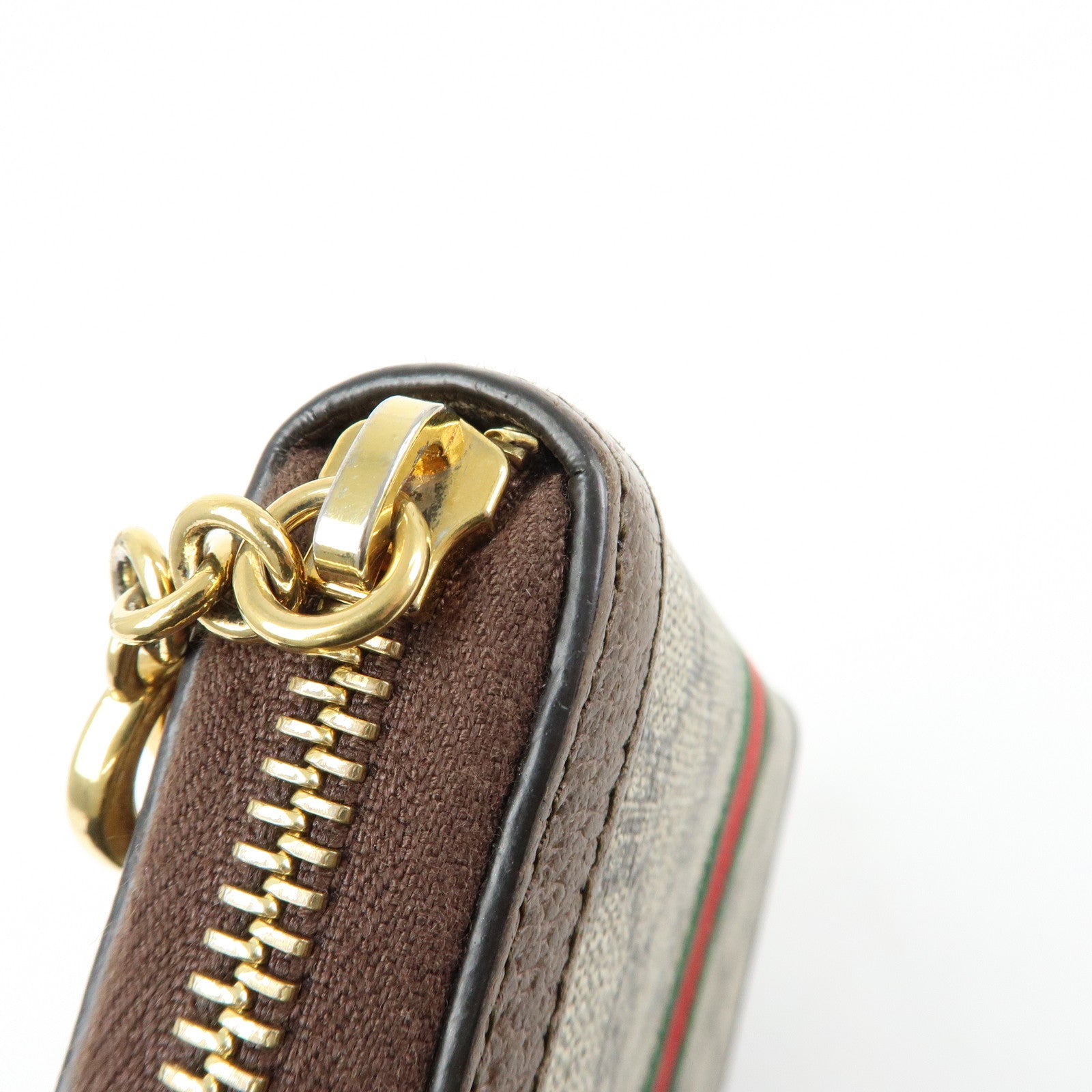 GUCCI Ophidia Sherry GG Supreme Leather Round Zippy Wallet 523154