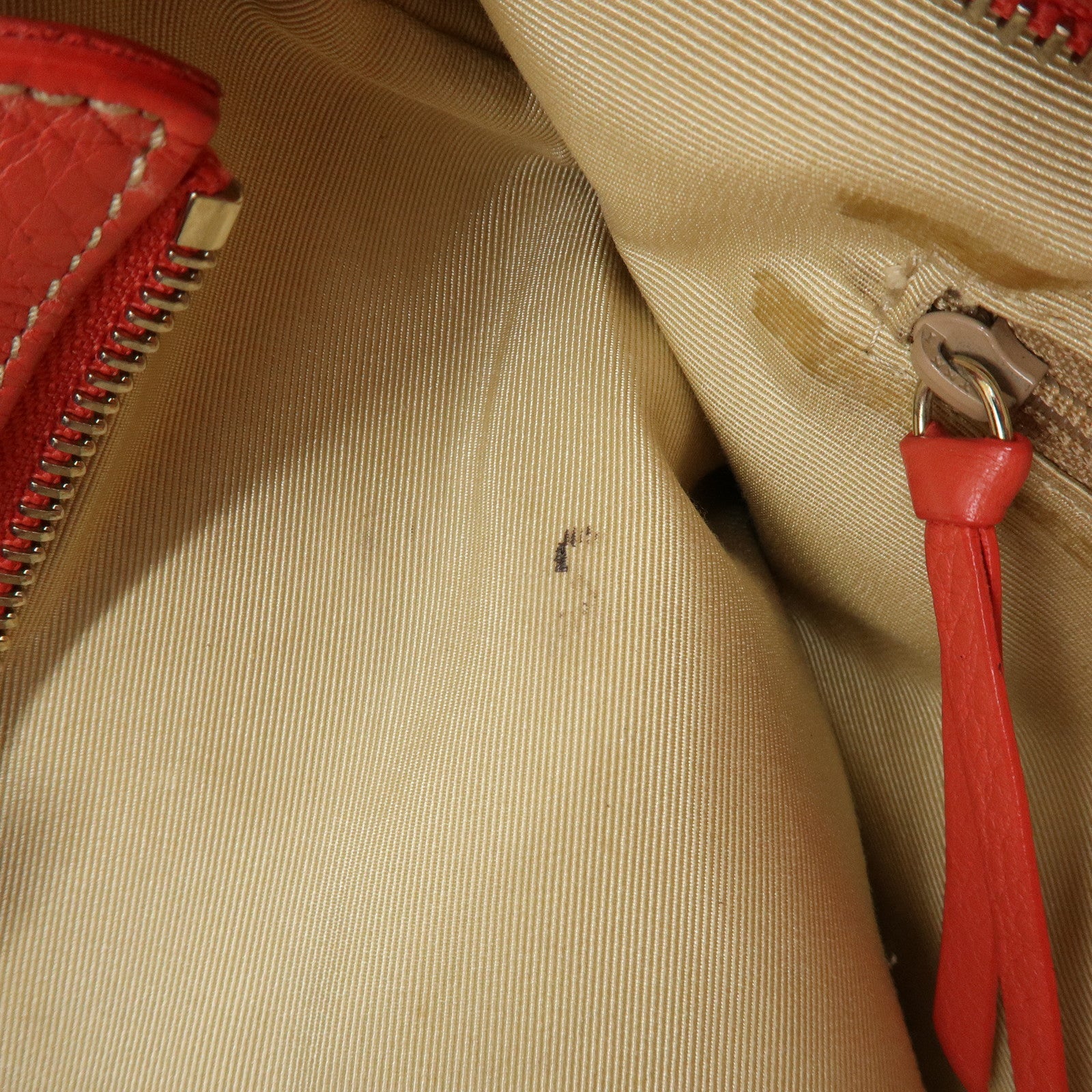 BVLGARI Logo Mania Jacquard Leather Tote Bag Hand Bag Beige Red