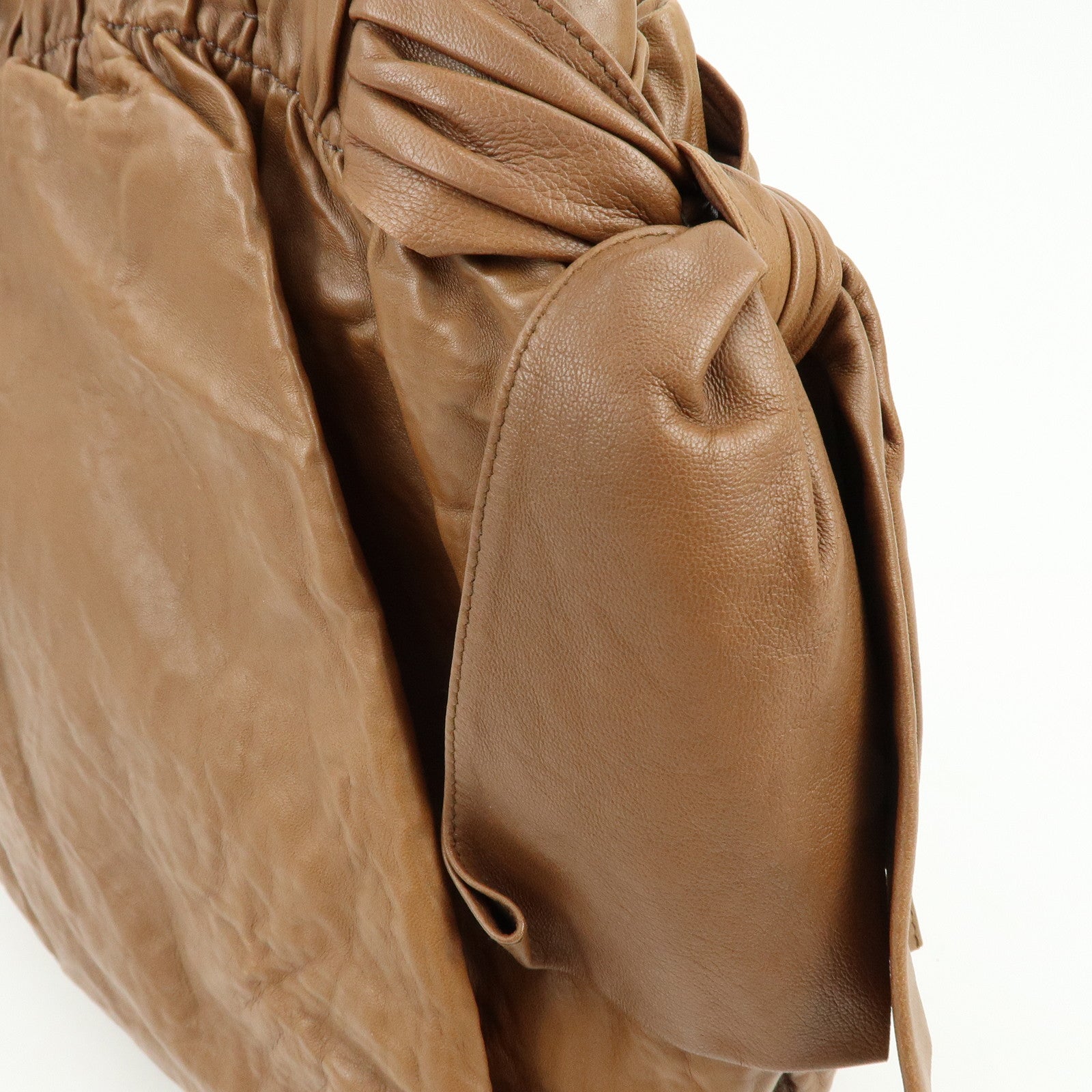 PRADA Leather Ribbon 2Way Bag Hand Bag Shoulder Bag Brown BN1760