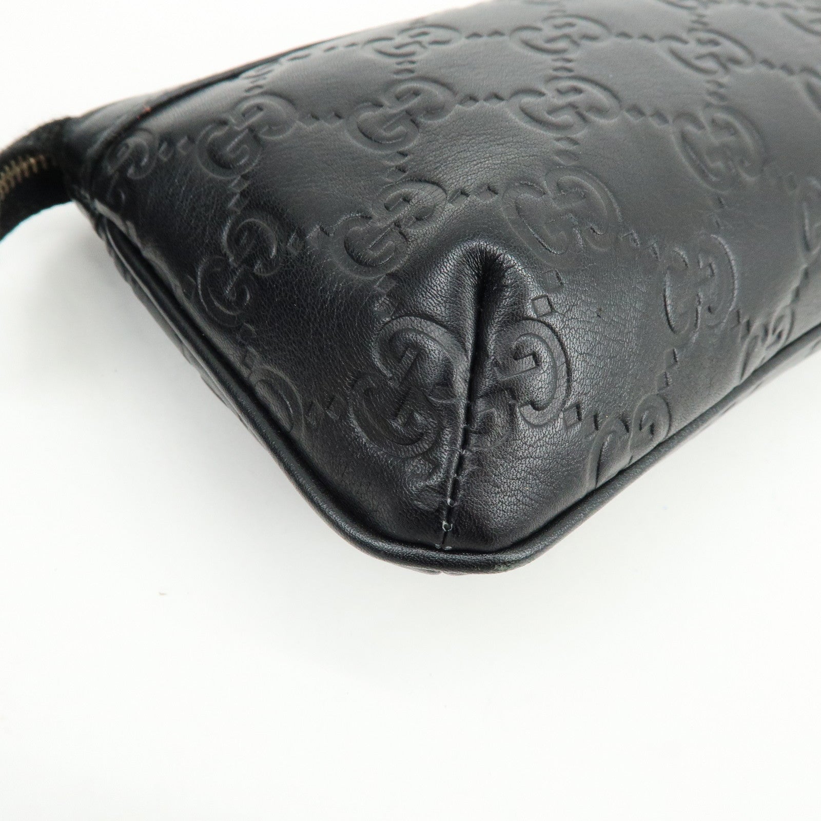 GUCCI Bamboo Guccissima Leather Clutch Bag Pouch Black 159913