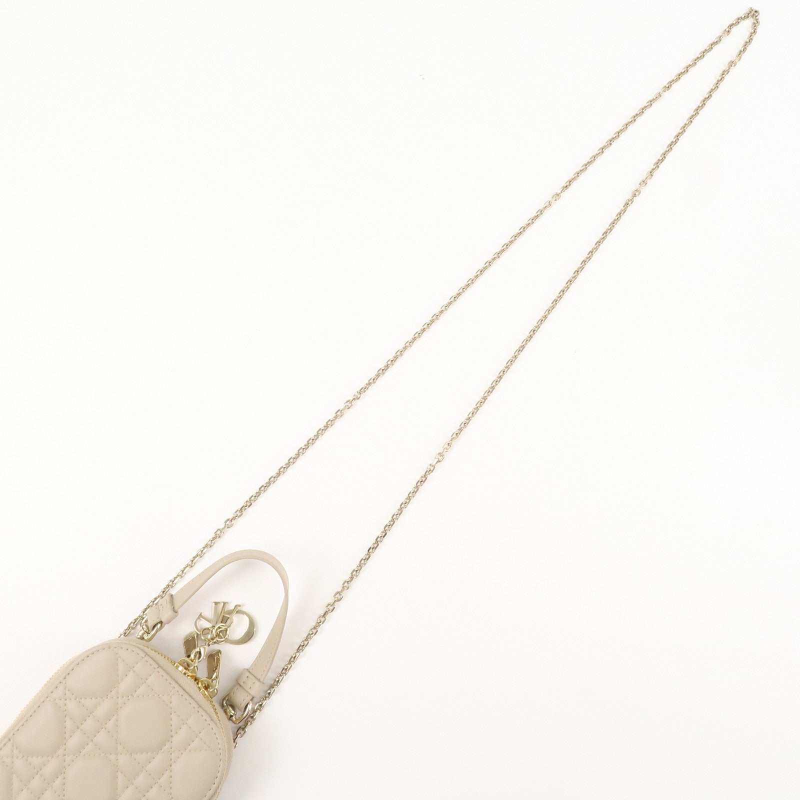 Christian Dior Lady Dior Call'in Dior Cannage Lamb Skin Phone Holder Used