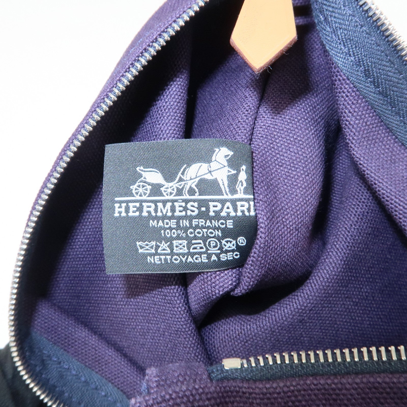HERMES Yachting GM Canvas Flat Pouch Cosmetic Pouch Purple