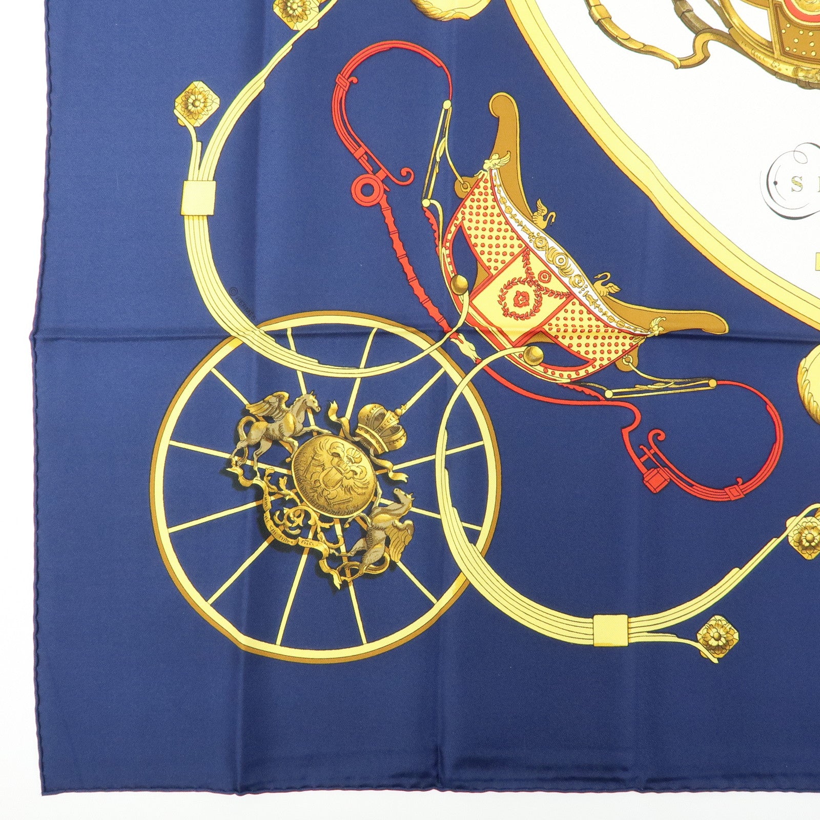 HERMES Carre 90 Silk 100% Scarf SPRINGS Navy Red Yellow White