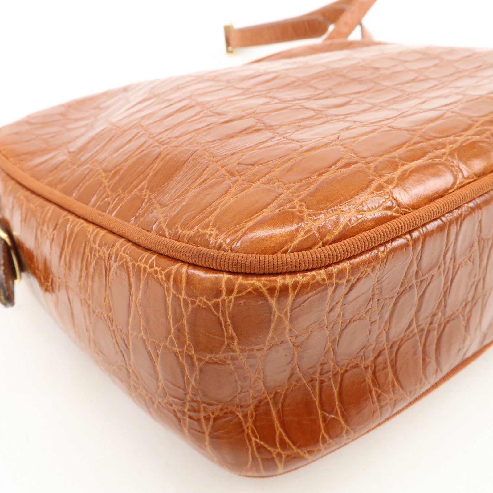 Ferragamo Vara Emboss Leather Shoulder Bag Crossbody Bag Brown