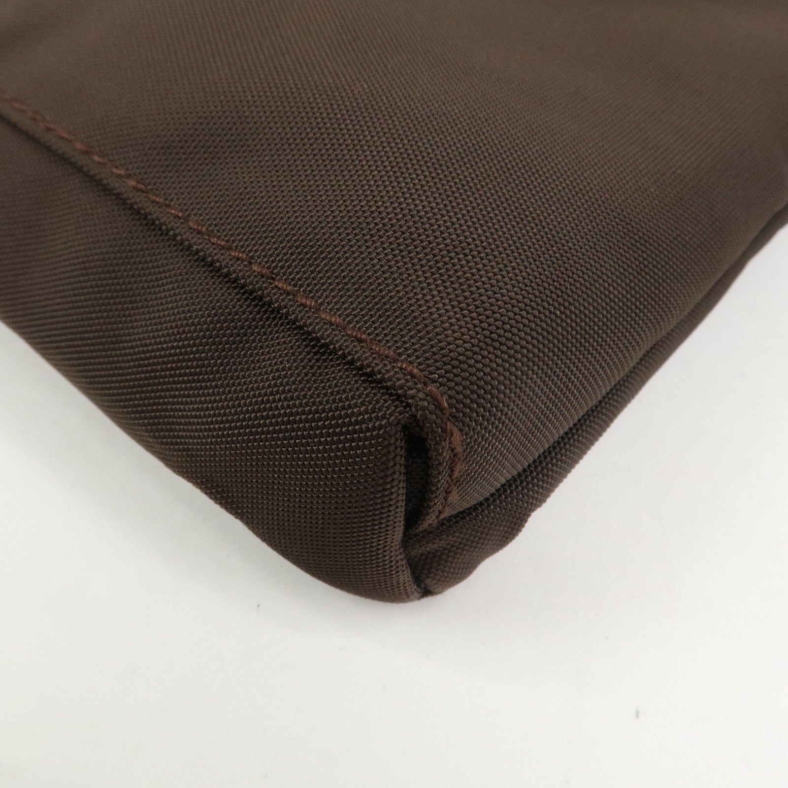 Ferragamo Nylon Leather Shoulder Bag Crossbody Bag Brown Silvern