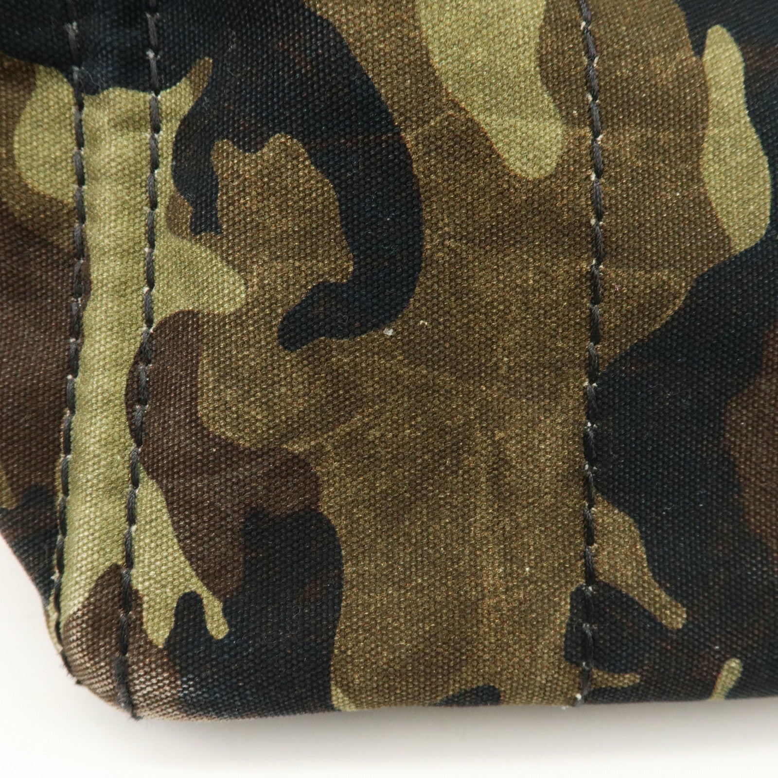 PRADA Canapa Large Tote Bag Hand Bag Khaki Black Brown BN1872