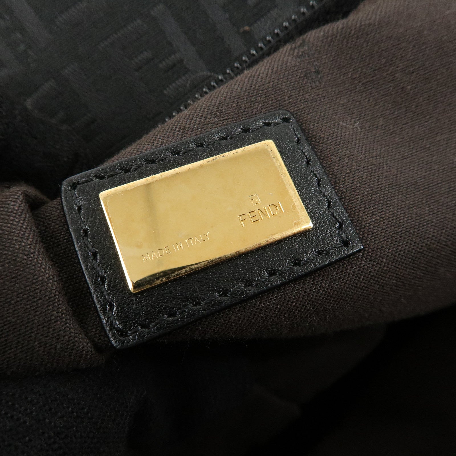 FENDI Zucchino Canvas Leather Tote Bag Shoulder Bag Black 8BH215 Used