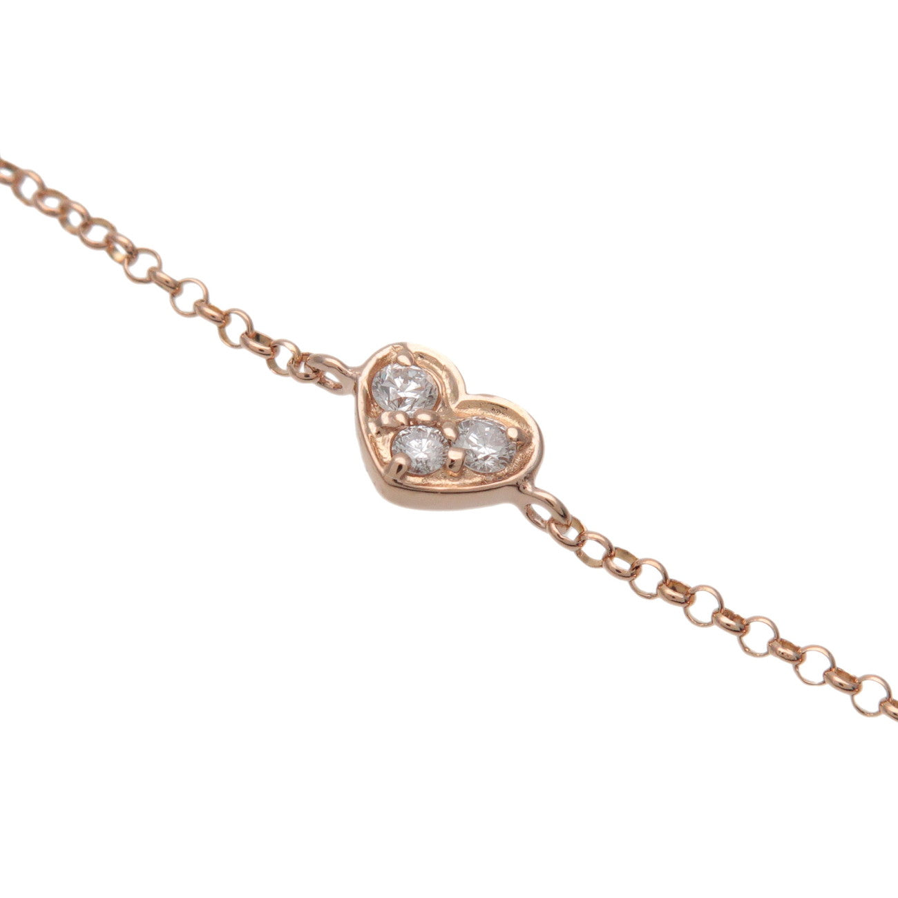 Ponte Vecchio Heart Motif 3P Diamond Bracelet K18 750PG Rose Gold