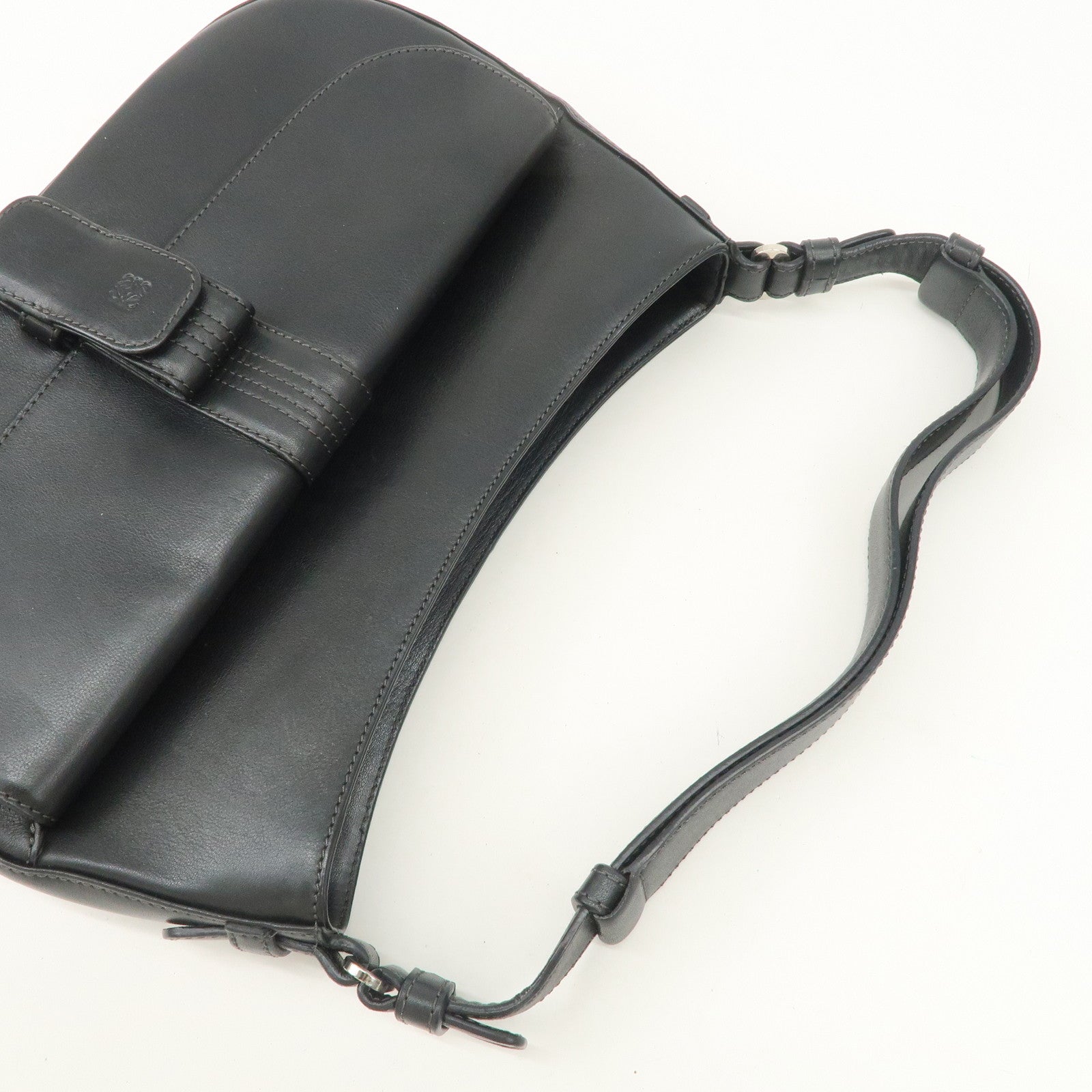 LOEWE Anagram Leather Shoulder Bag Hand Bag Black Used