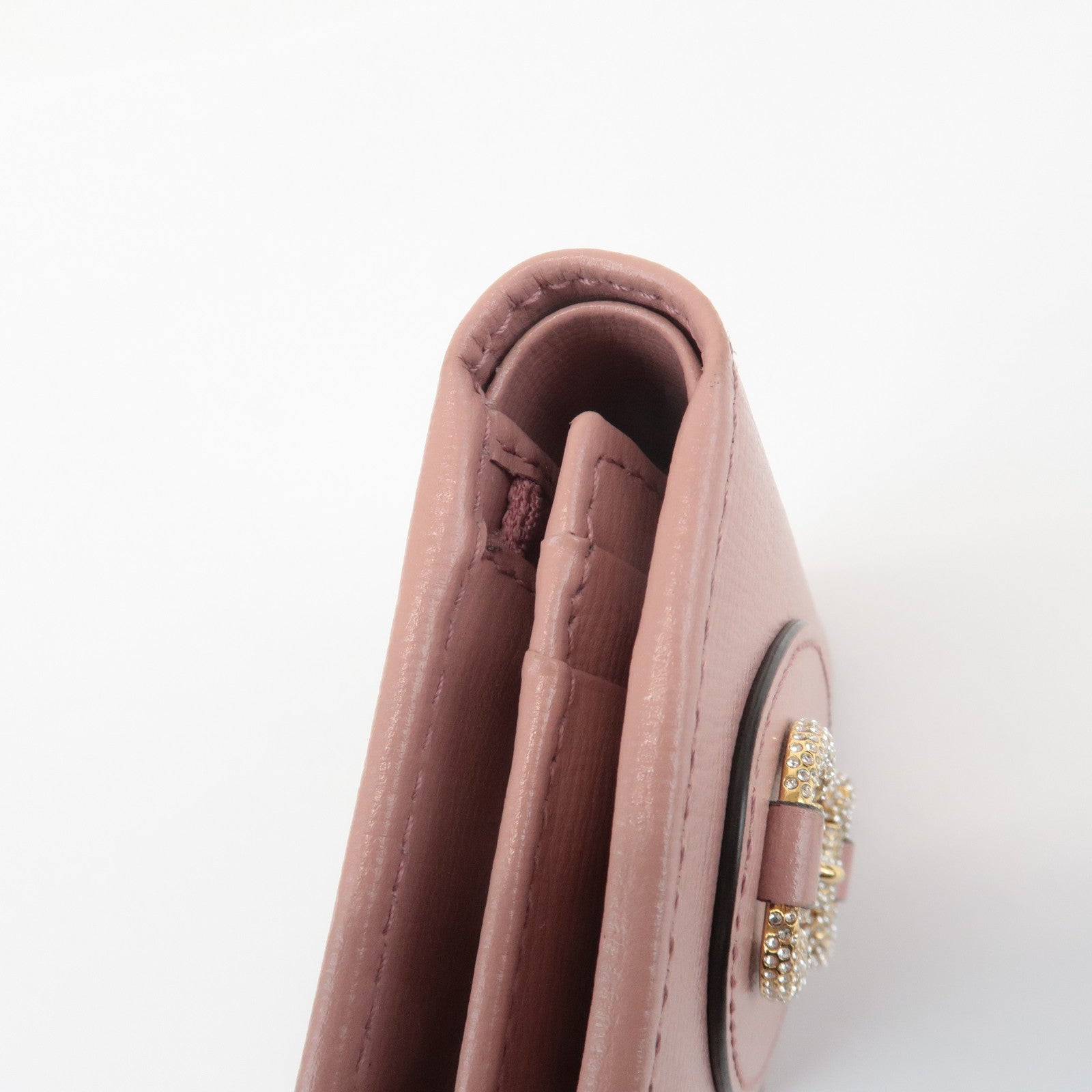 GUCCI Horsebit Leather Bi-fold Wallet Small Wallet Pink 621887 Used