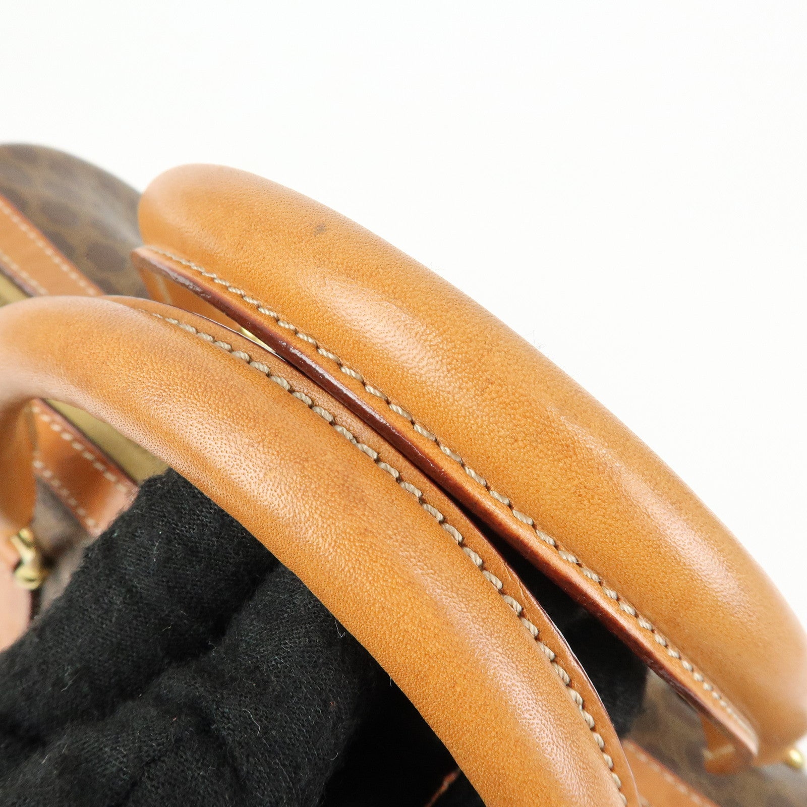 CELINE Macadam PVC Leather Boston Bag Hand Bag Brown