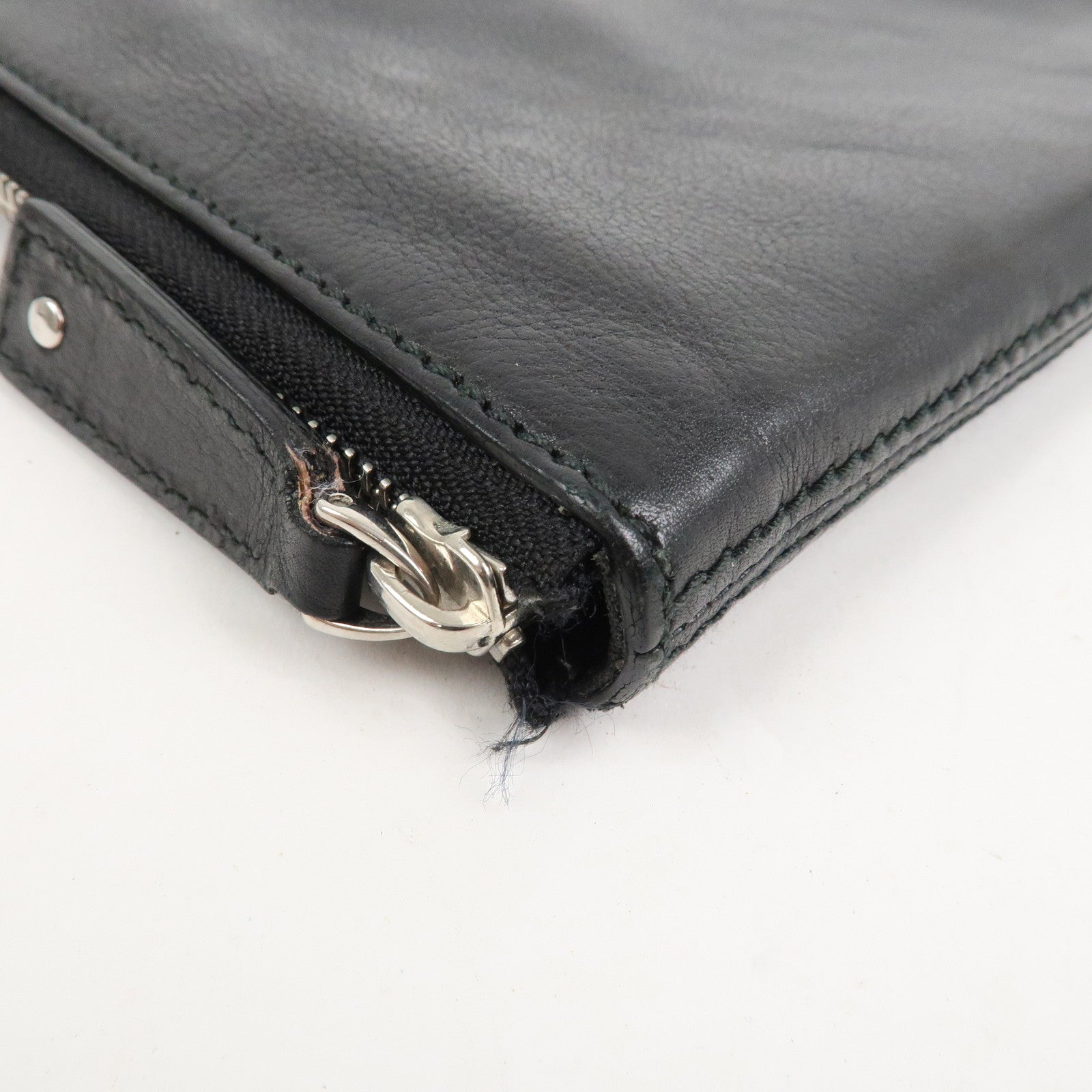 BVLGARI Logo Leather Clutch Bag Black