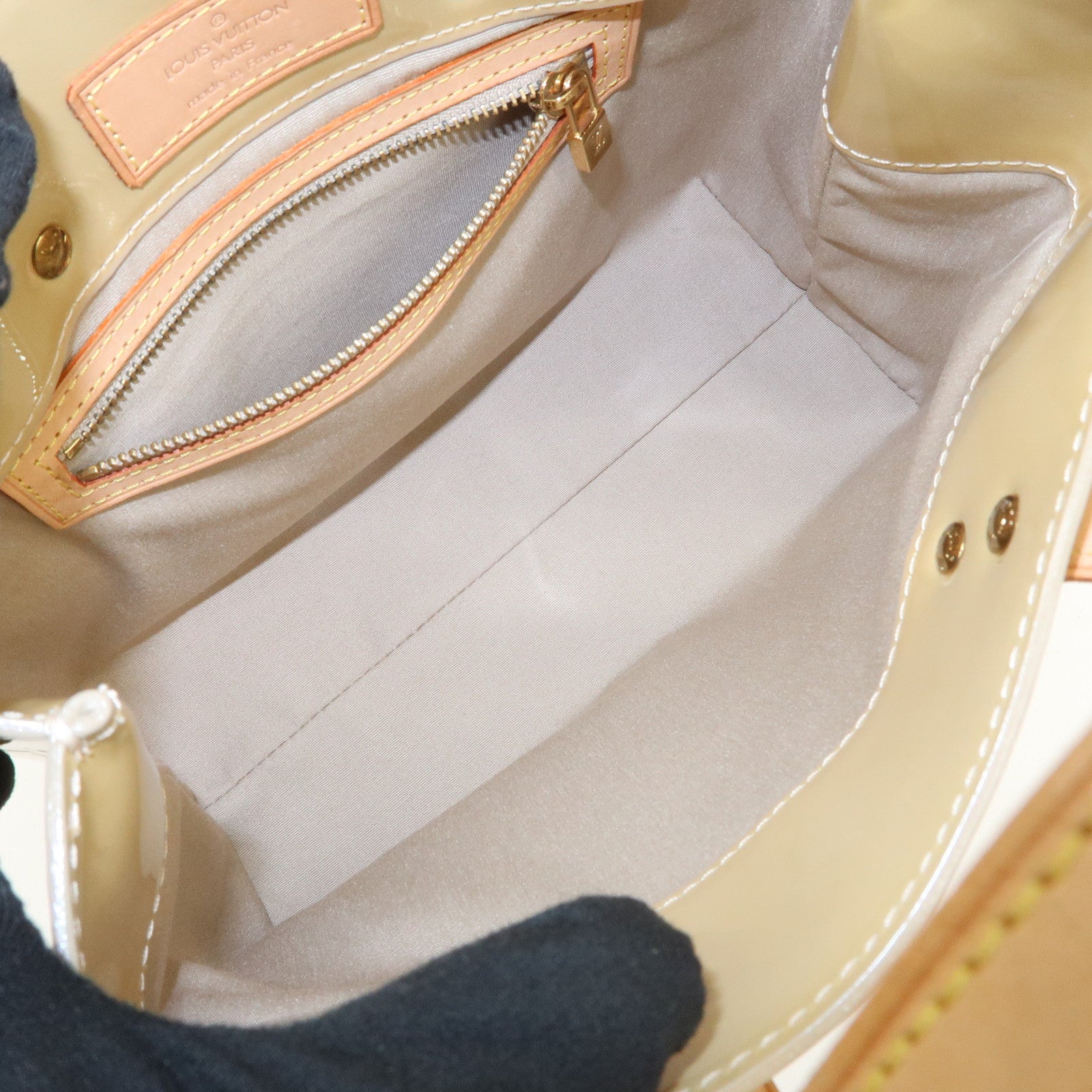 Louis Vuitton Monogram Vernis Lead PM Hand Bag Beige M91144