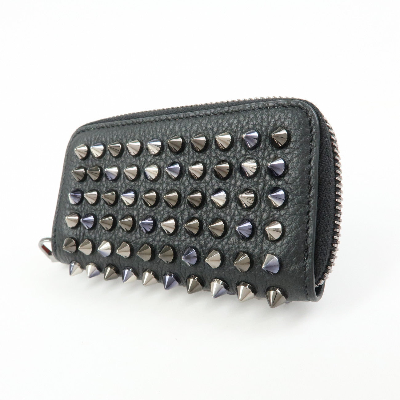 Christian Louboutin Leather Panettone Studs Key Case Black