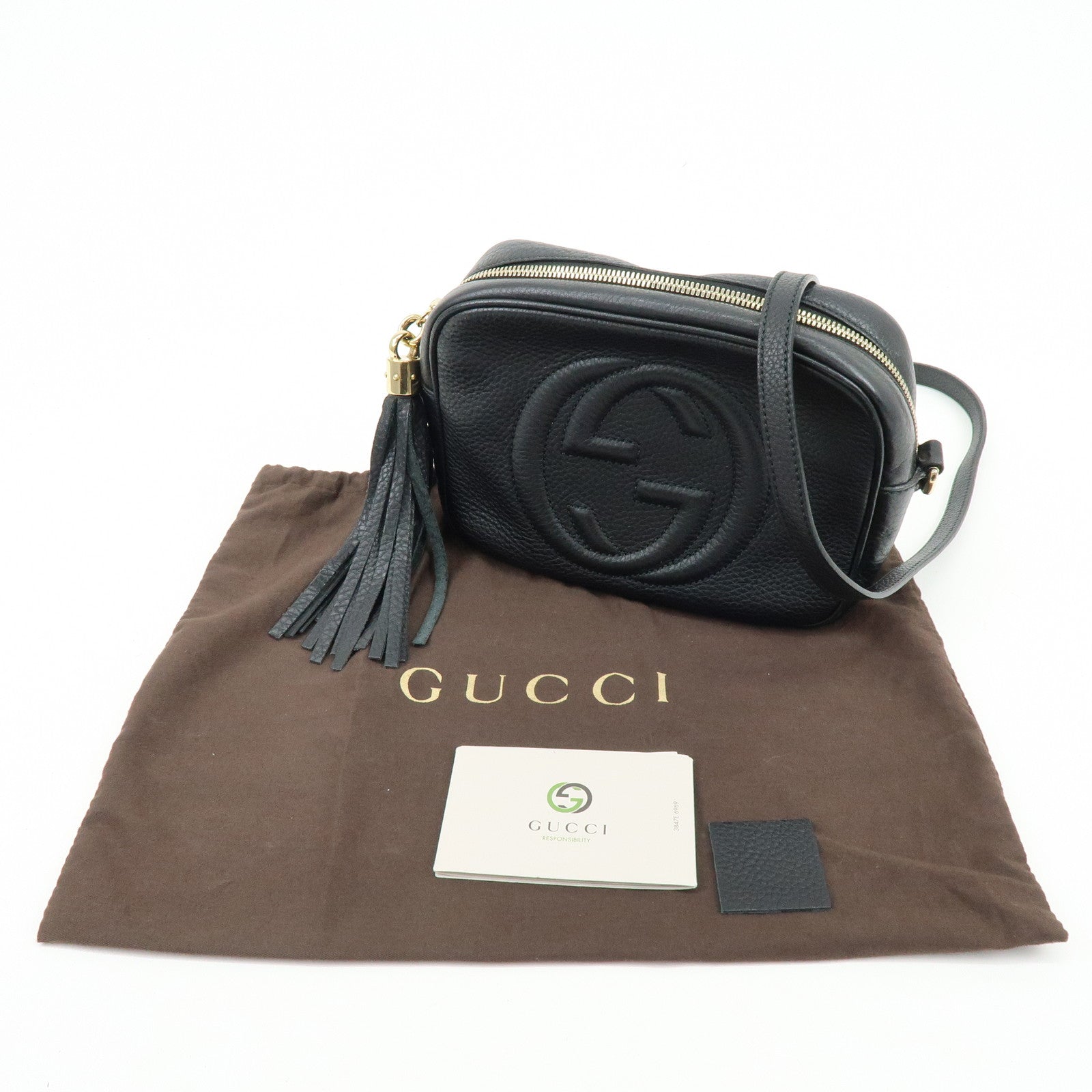GUCCI SOHO Leather Small Disco Bag Shoulder Bag Black 308364
