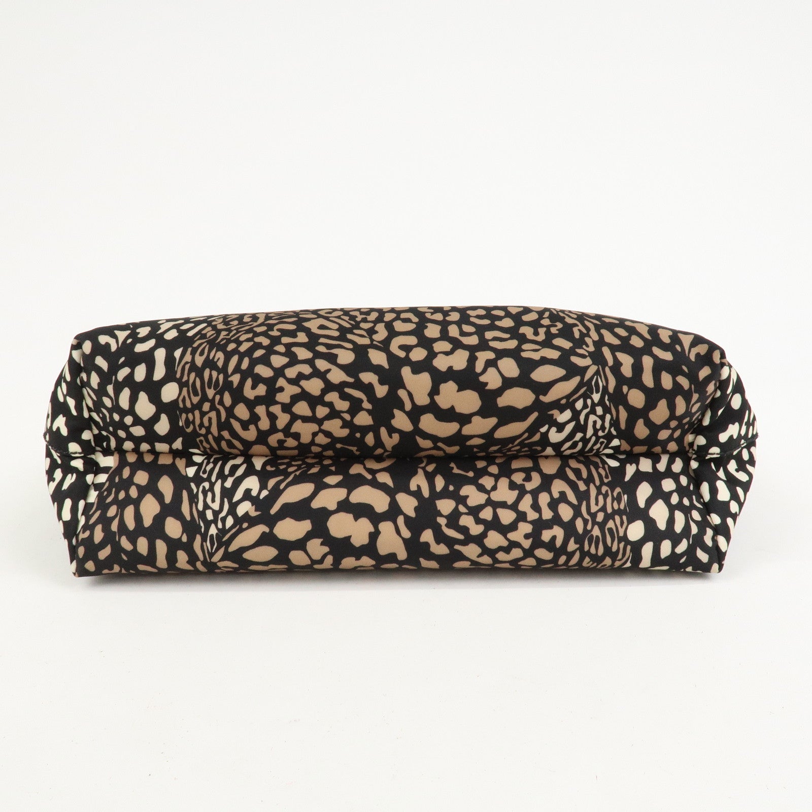 Ferragamo Gancini Nylon Leather Tote Bag Hand Bag Leopard Black