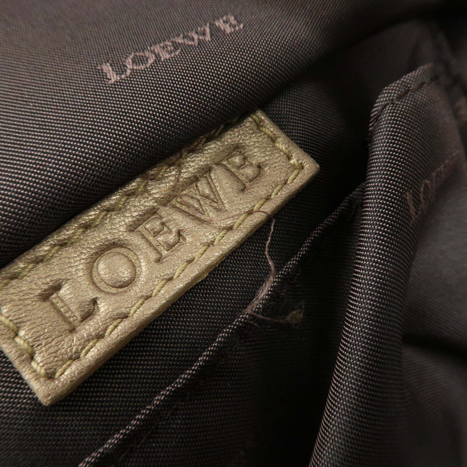 LOEWE Anagram Nappa Aire Leather Hand Bag Tote Bag Gold Used