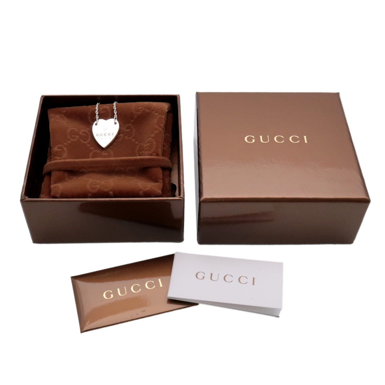 GUCCI Heart Plate Necklace SV925 Silver 223512
