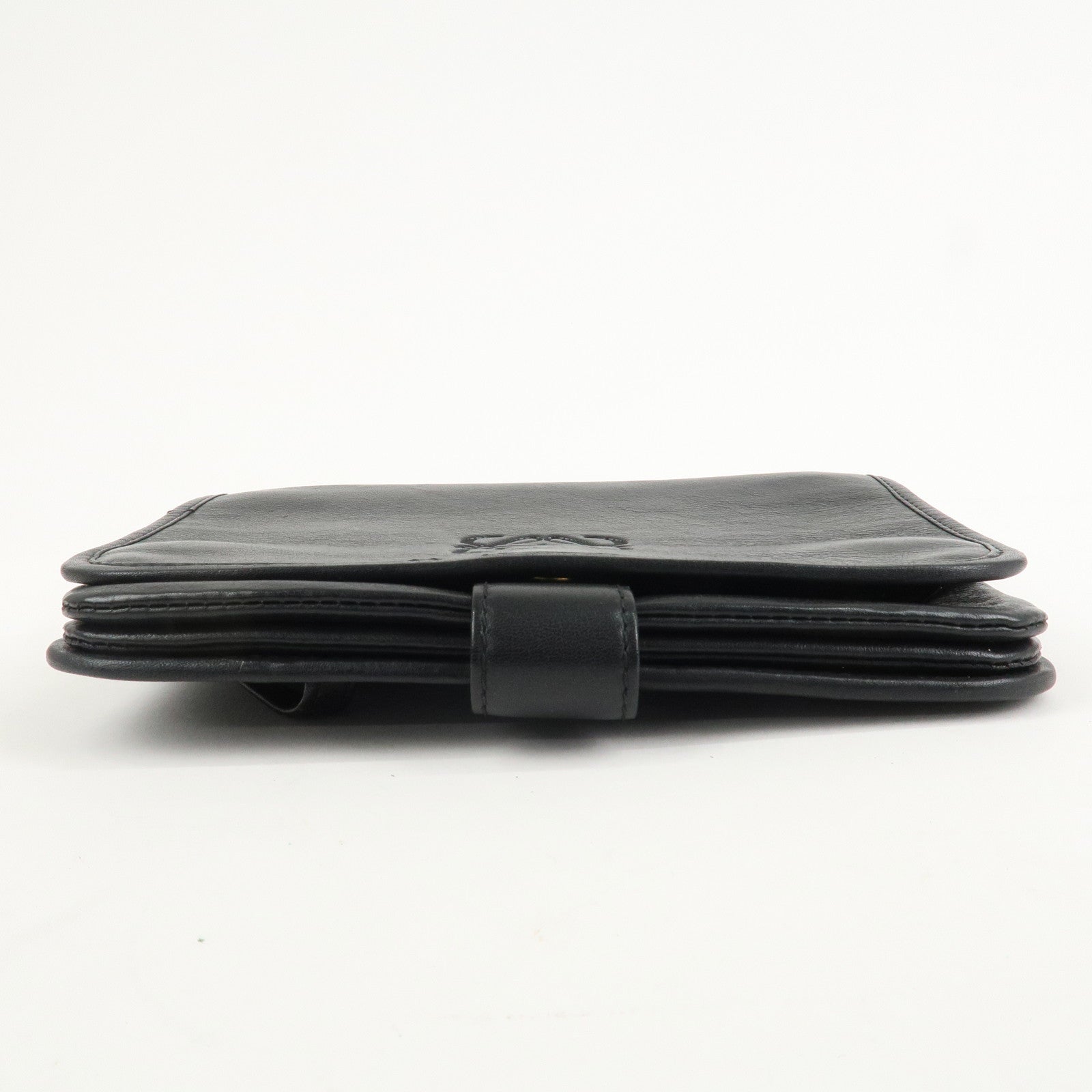 LOEWE Anagram Leather Clutch Bag Black Gold Hardware