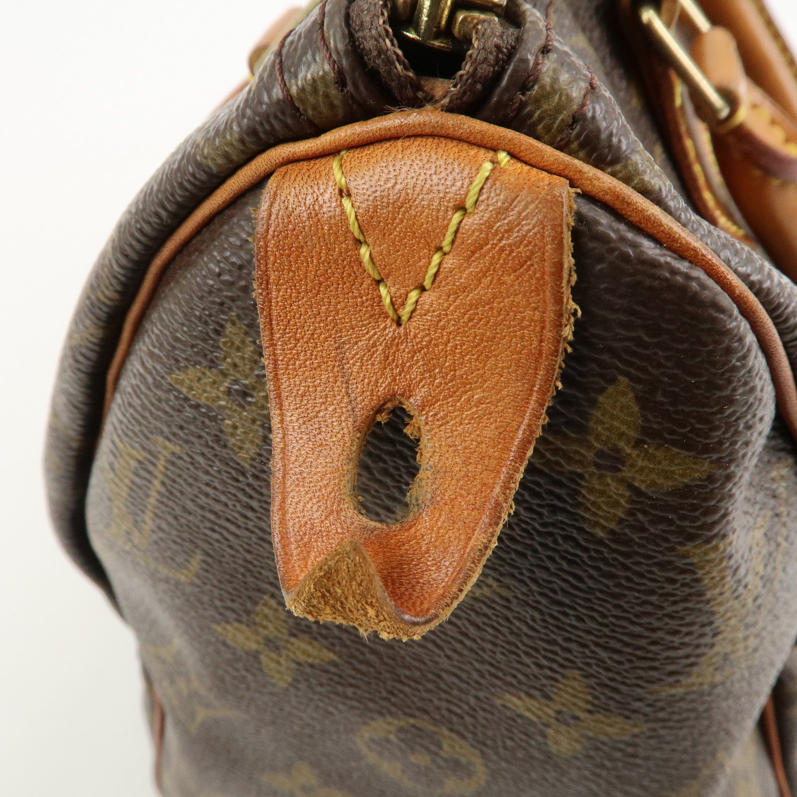 Louis Vuitton Monogram Canvas Leather Speedy 25 Boston Bag M41528