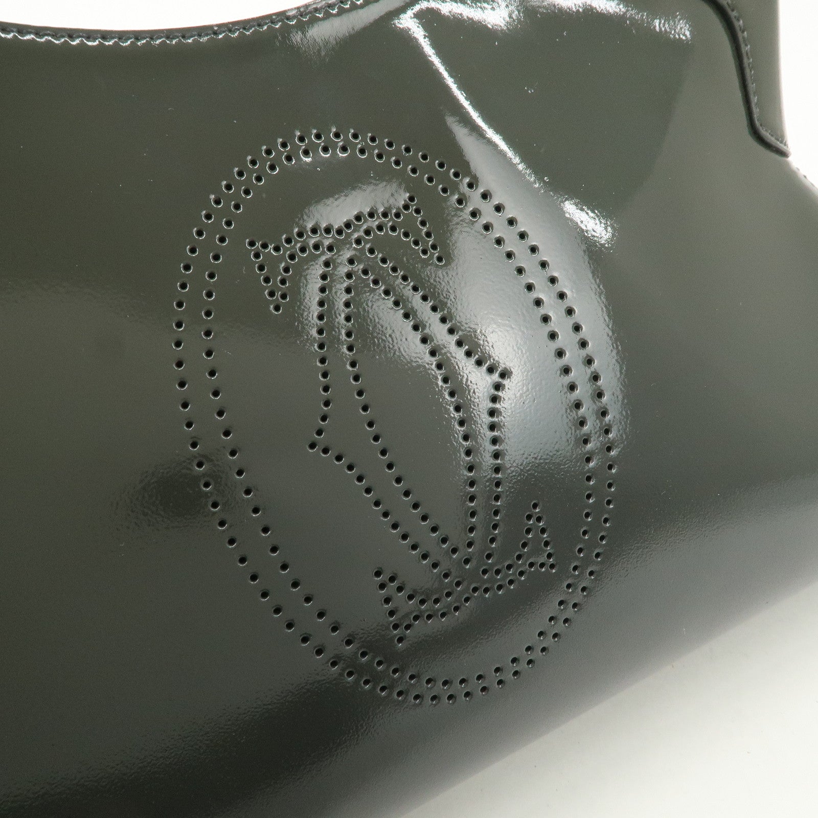 Cartier Marcello Patent Leather Tote Bag Hand Bag Khaki Used