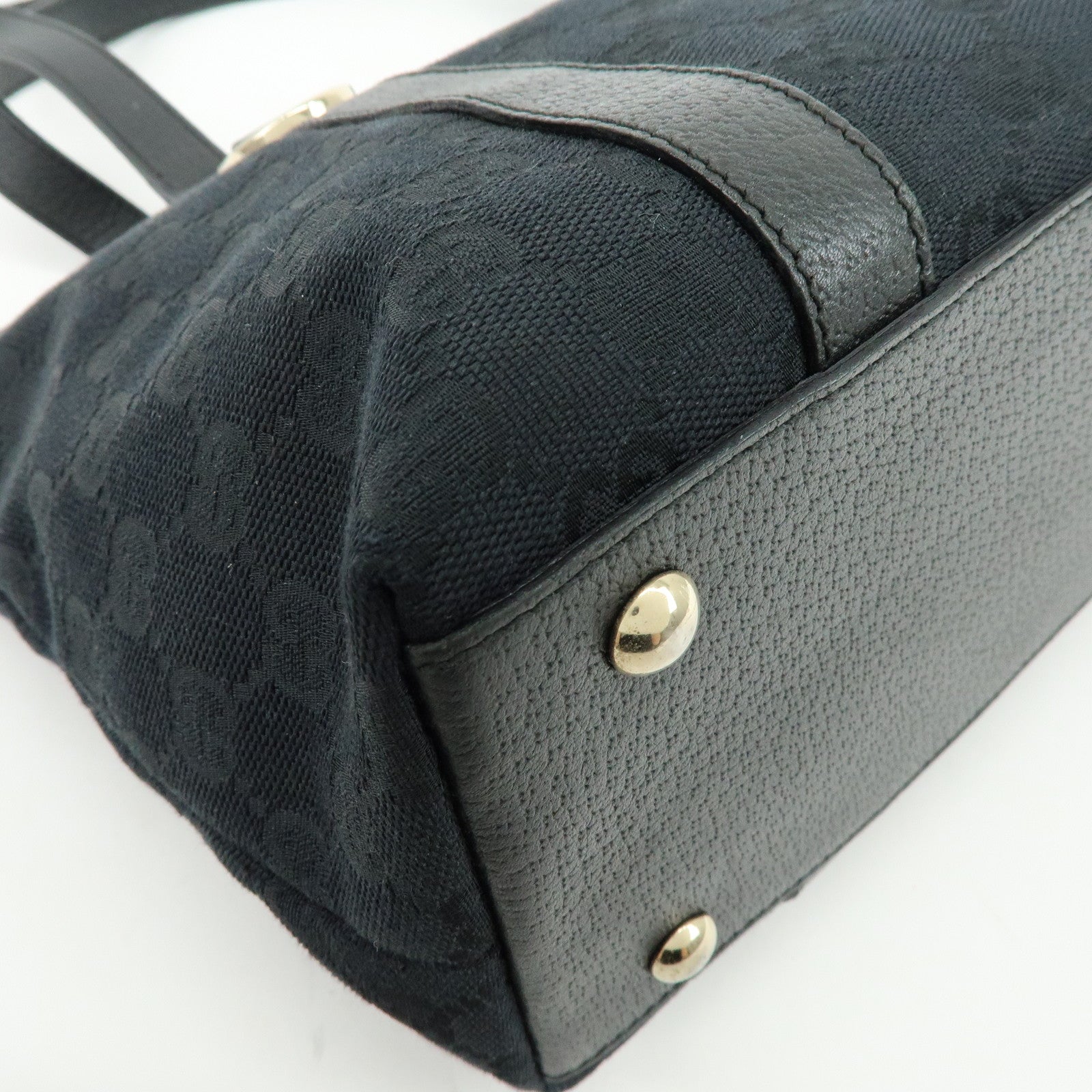 GUCCI Abbey GG Canvas Leather Tote Bag Shoulder Bag Black 141470