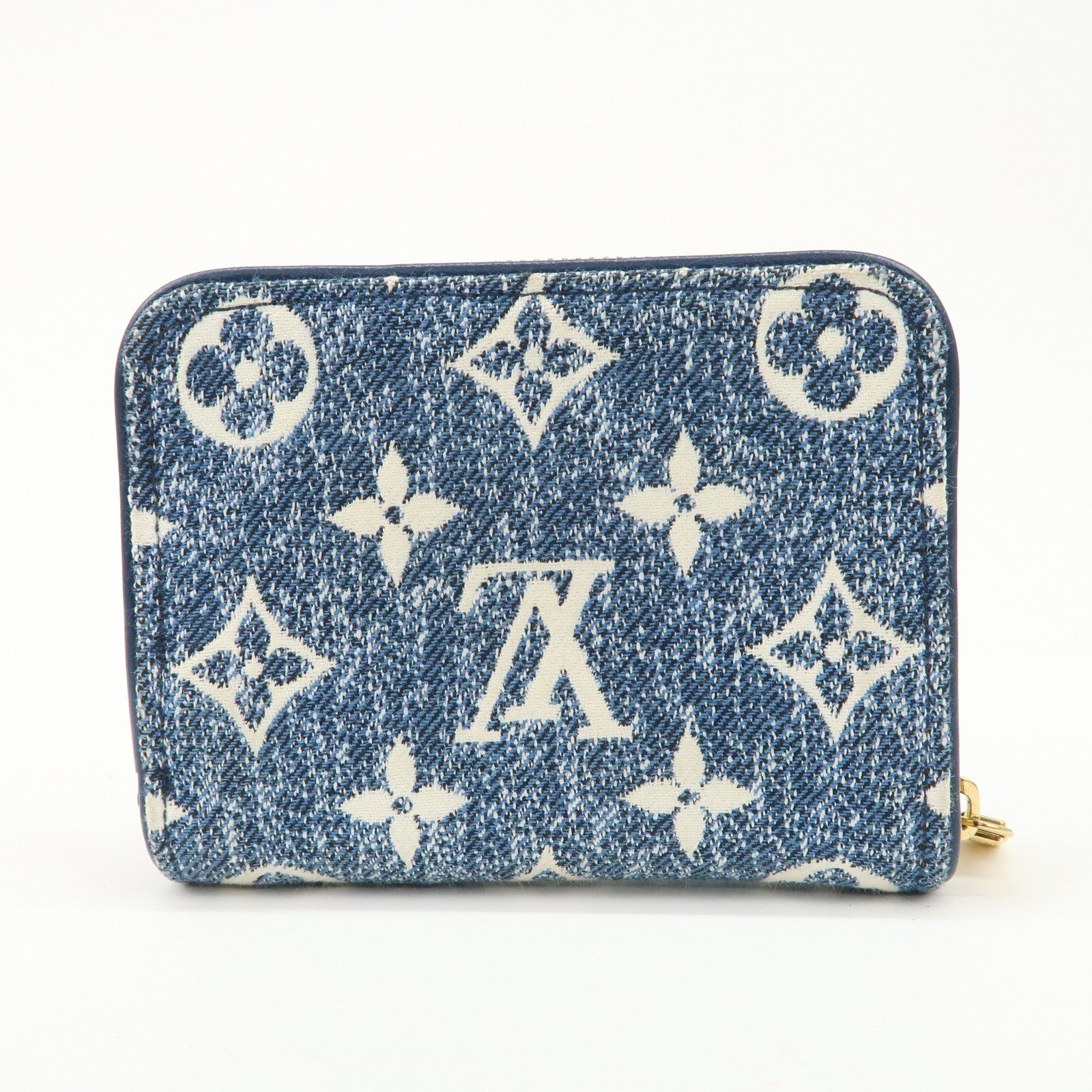 Louis Vuitton Monogram Denim Coin Case Compact Wallet Blue M81185