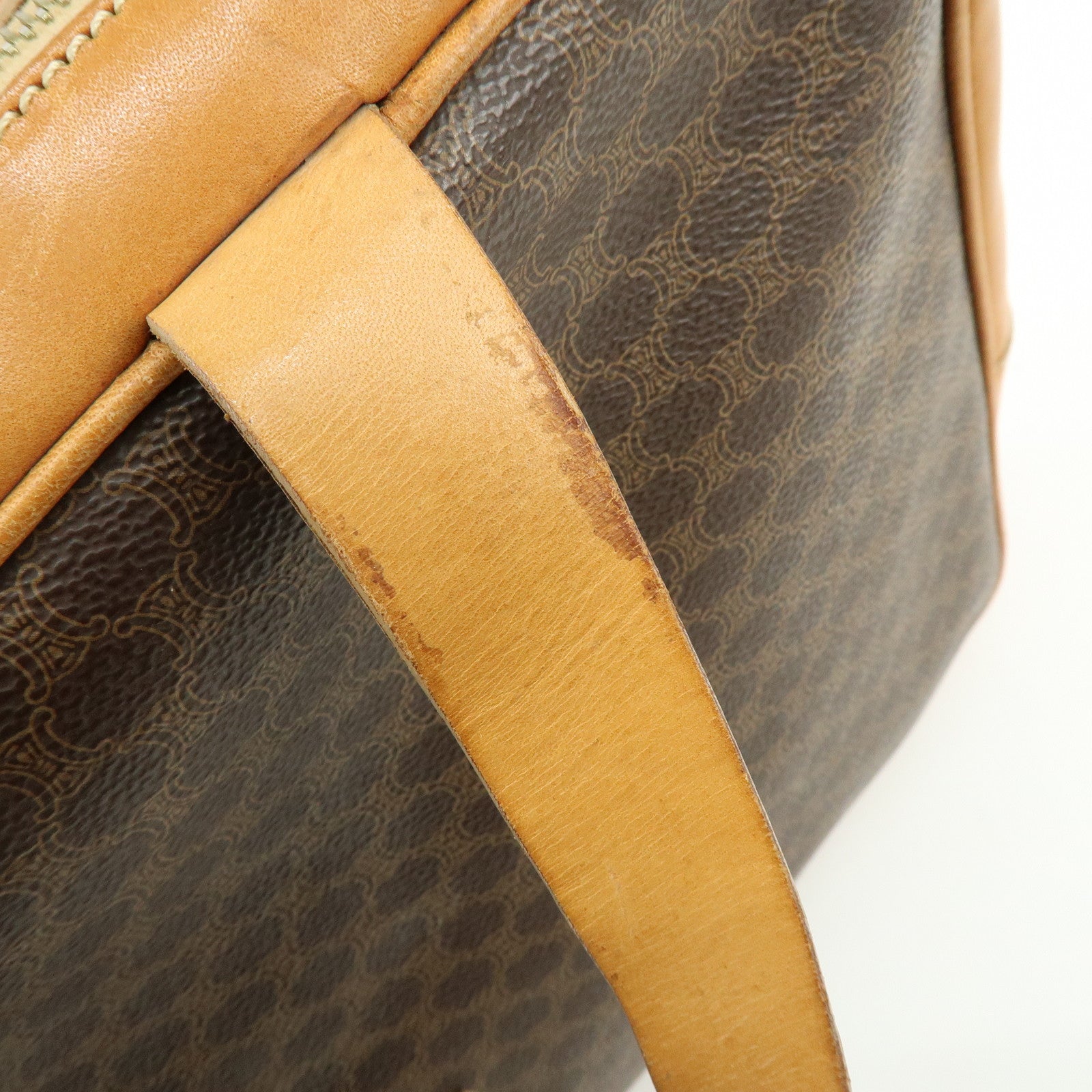 CELINE Macadam PVC Leather Hand Bag Tote Bag Brown