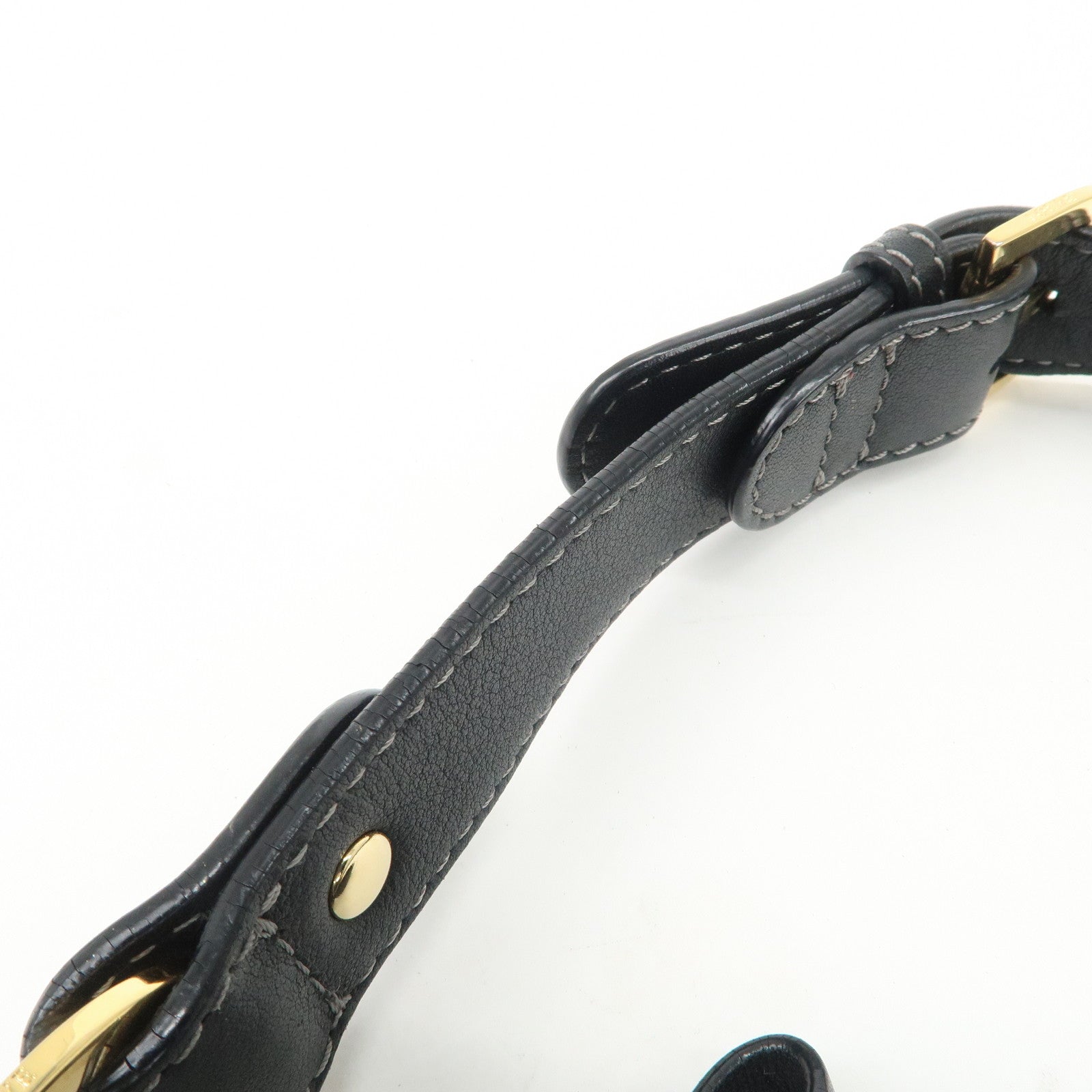 LOEWE 160th Anniversary Leather Shoulder Bag Hand Bag Black Gold