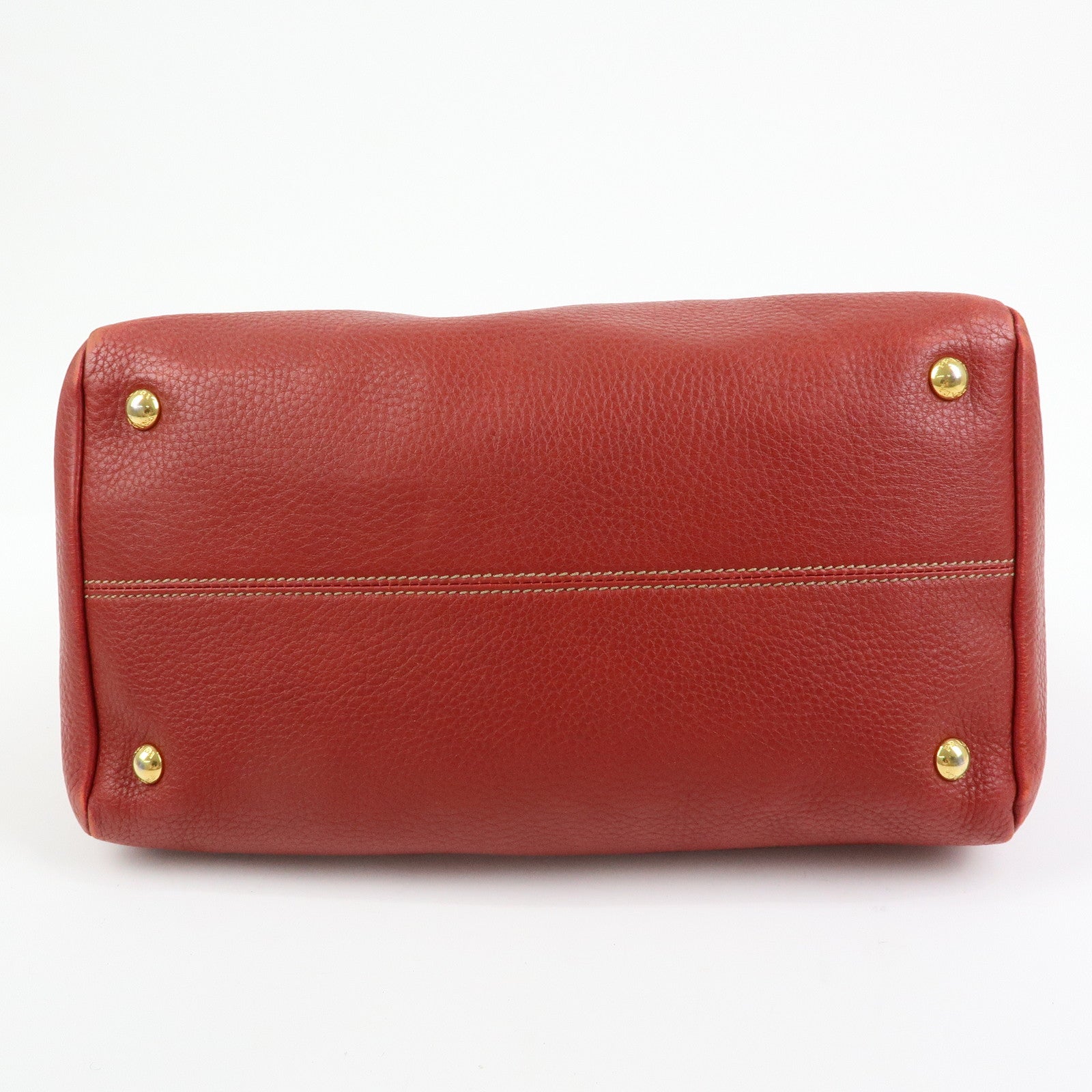 PRADA Logo Calf Leather 2Way Bag Hand Bag Shoulder Bag Red