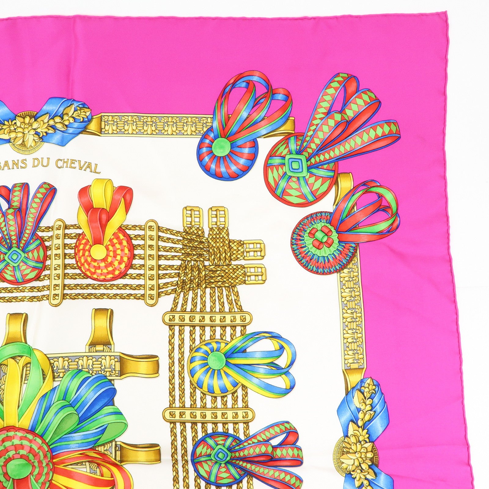 HERMES Carre 90 Set of 2 Silk 100% Scarf Blue White Pink