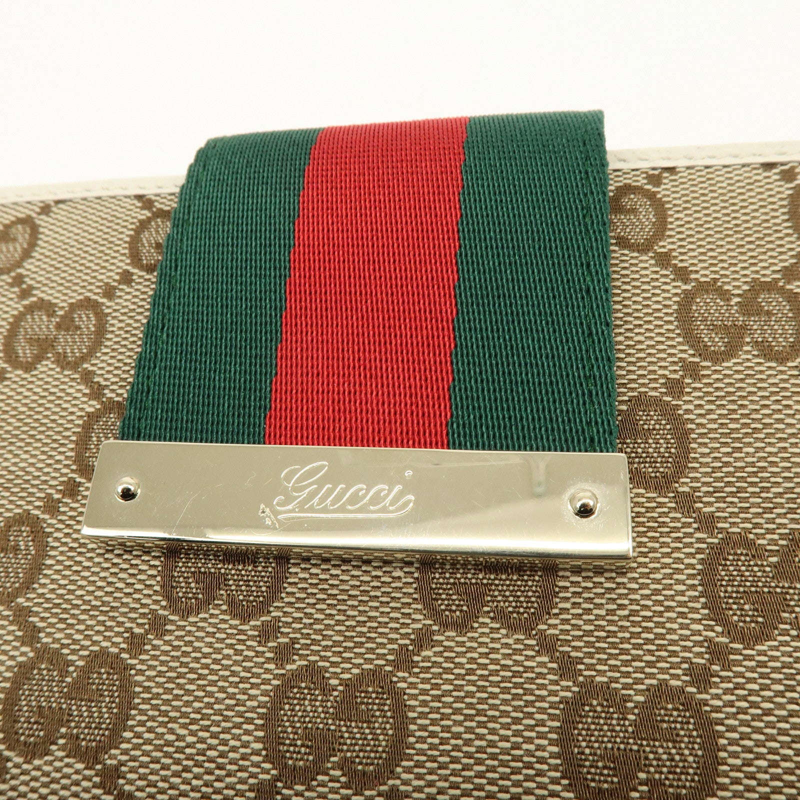 GUCCI Sherry GG Canvas Leather Long Wallet Continental Wallet Beige
