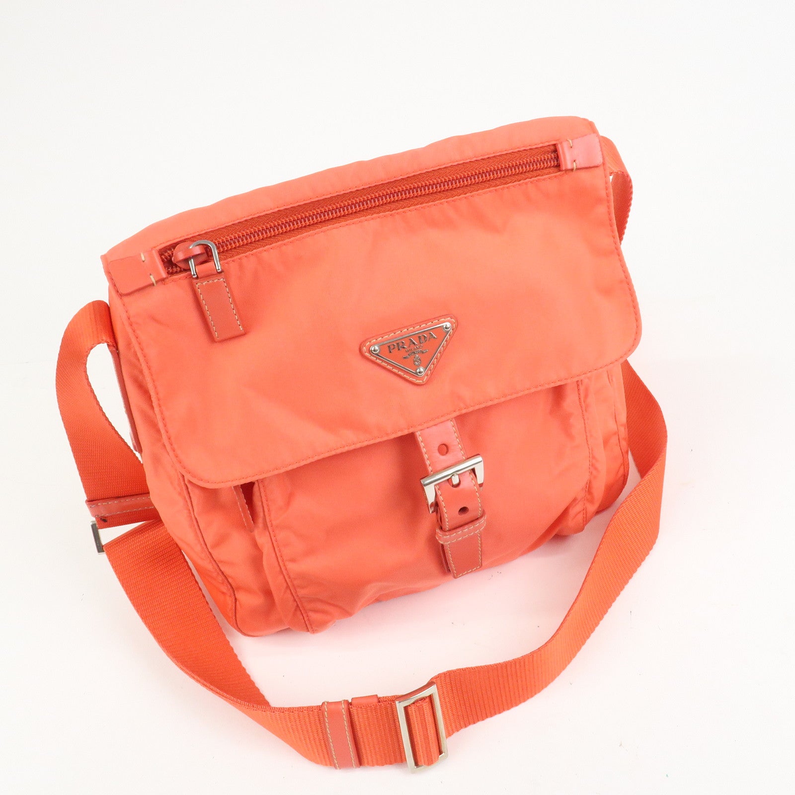 PRADA Triangle Logo Nylon Leather Shoulder Bag Crossbody Bag BT8994