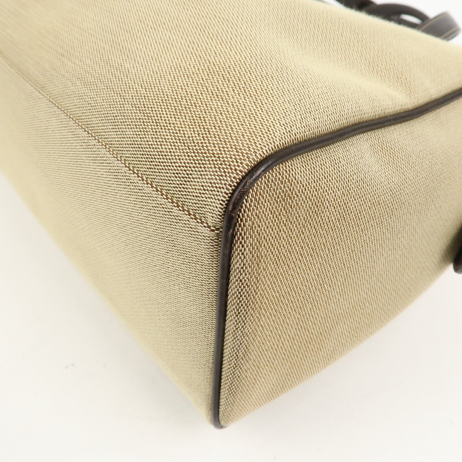 GUCCI Canvas Leather Boston Bag Hand Bag Beige Brown 257288