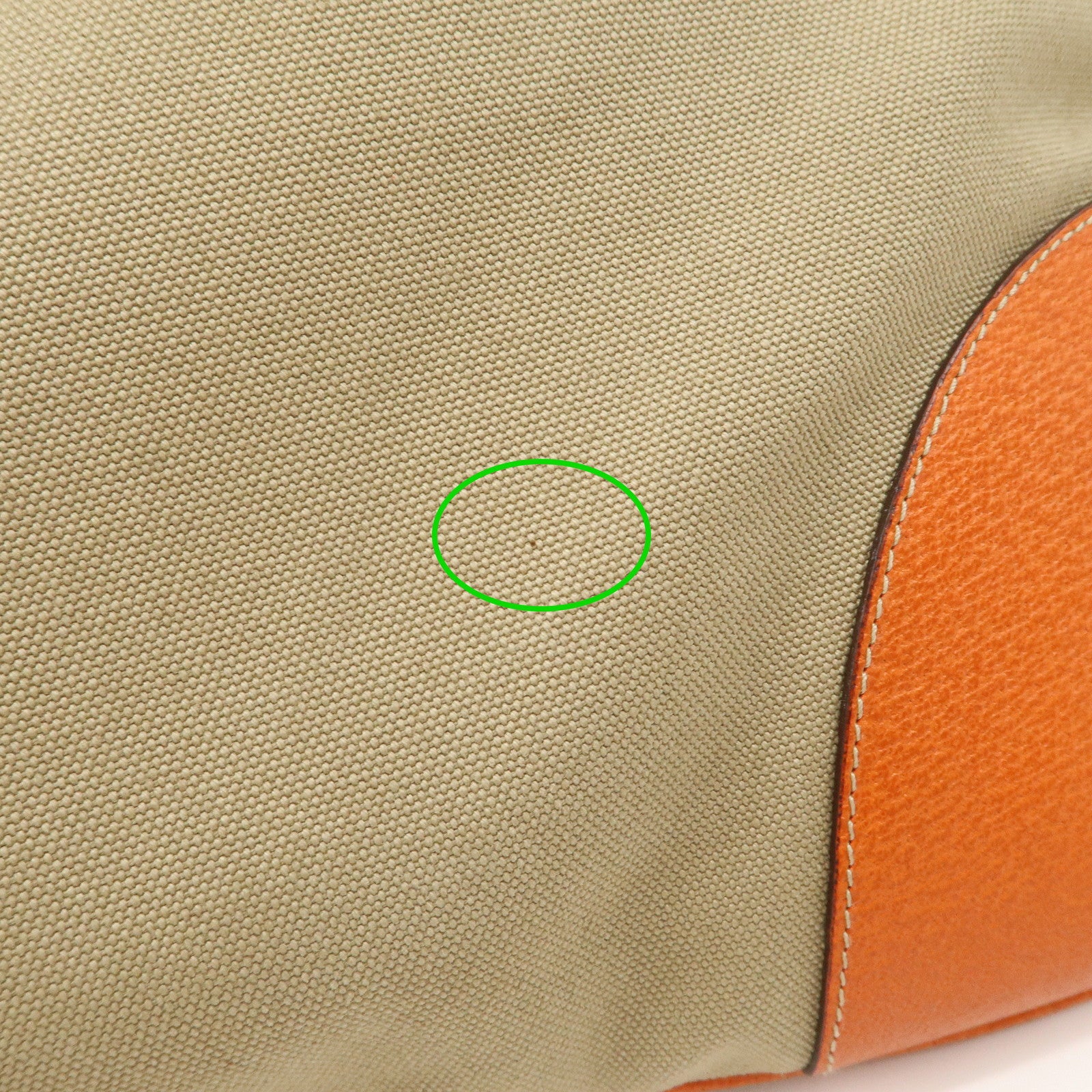 PRADA Triangle Logo Canvas Leather Shoulder Bag Orange Beige Used