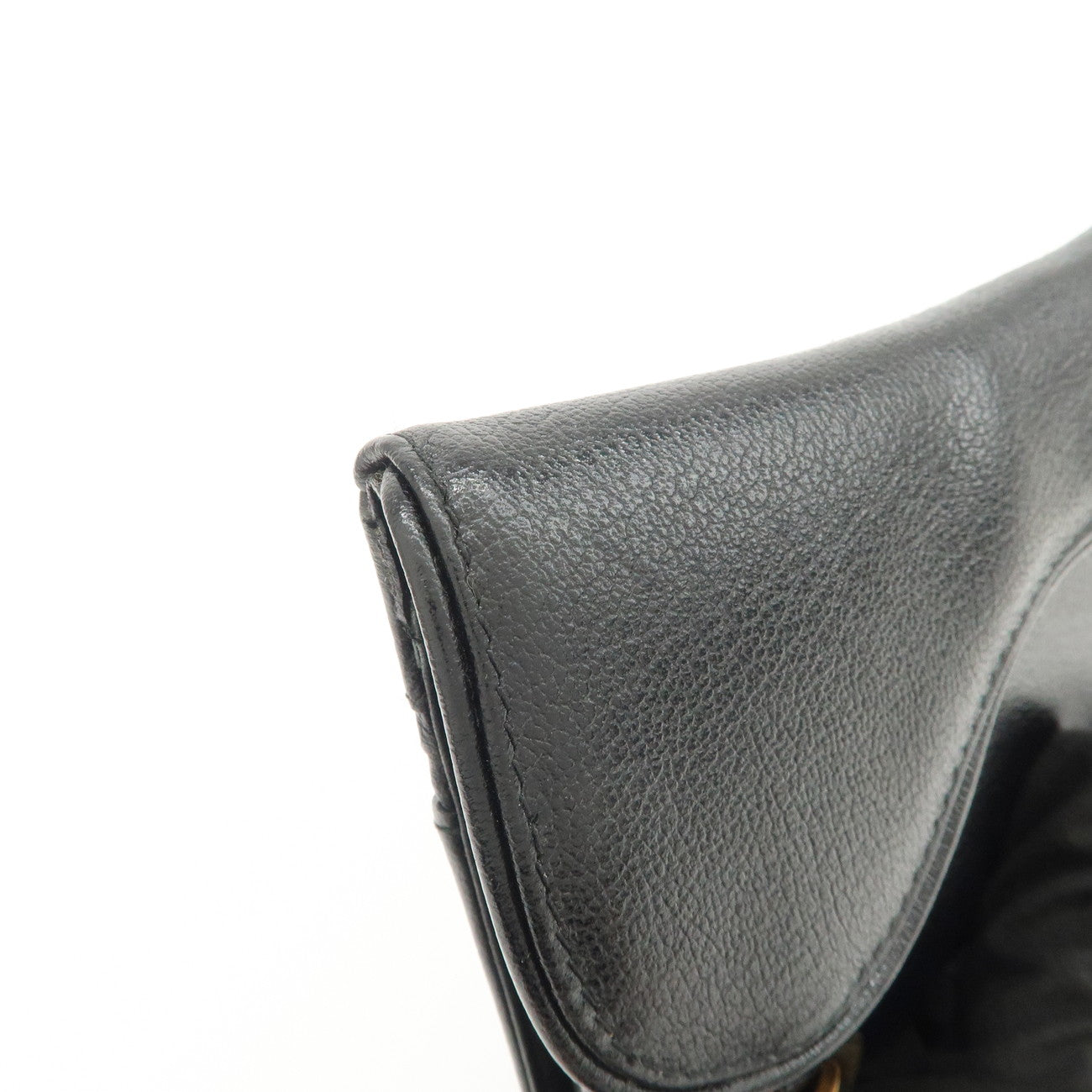 Christian Dior Leather Saddle Long Wallet Black Gold